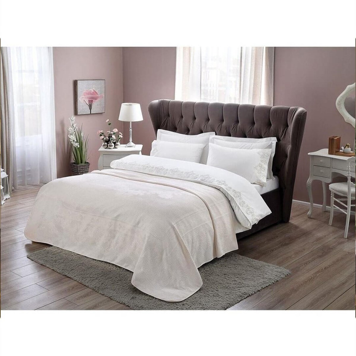 Taç Artemis Pikeli Nevresim Seti Ekru 60178646TaçÇift Kişilik Nevresim