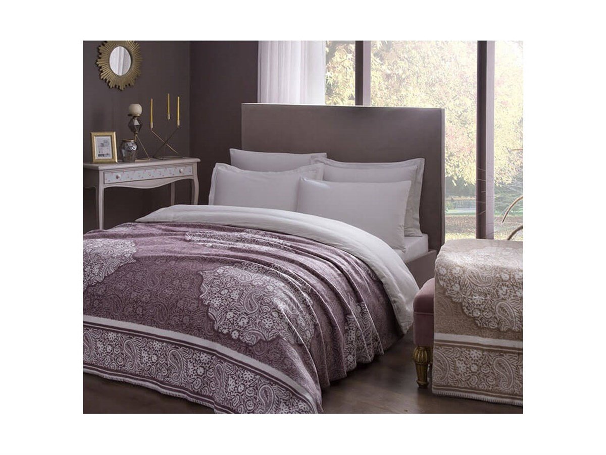 Taç Aryan Mürdüm Çift Kişilik Pamuk Battaniye 71248752TaçÇift Kişilik Battaniye