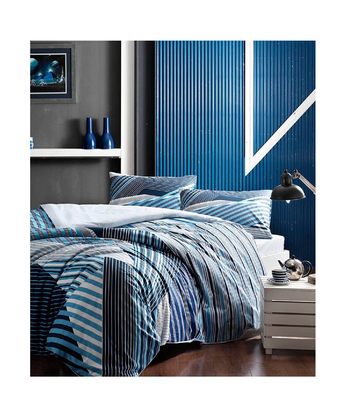 Taç Atlantis Ranforce Tek Kişilik Nevresim Takımı MaviTaçTek Kişilik Nevresim