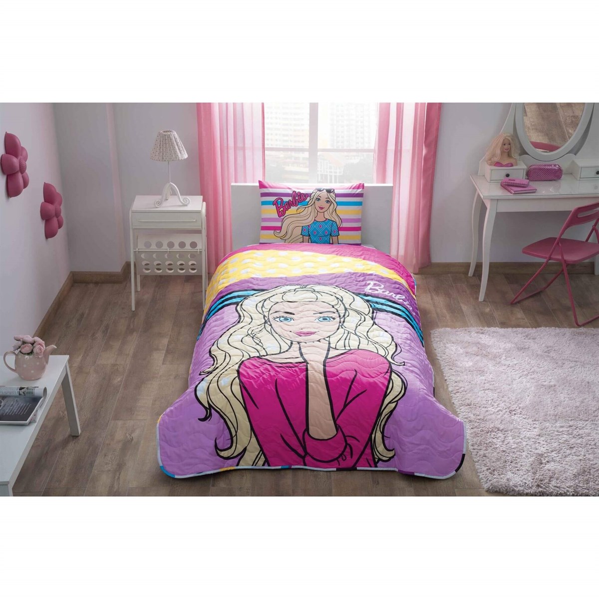 Taç Barbie Dream Tek Kişilik Yatak Örtüsü