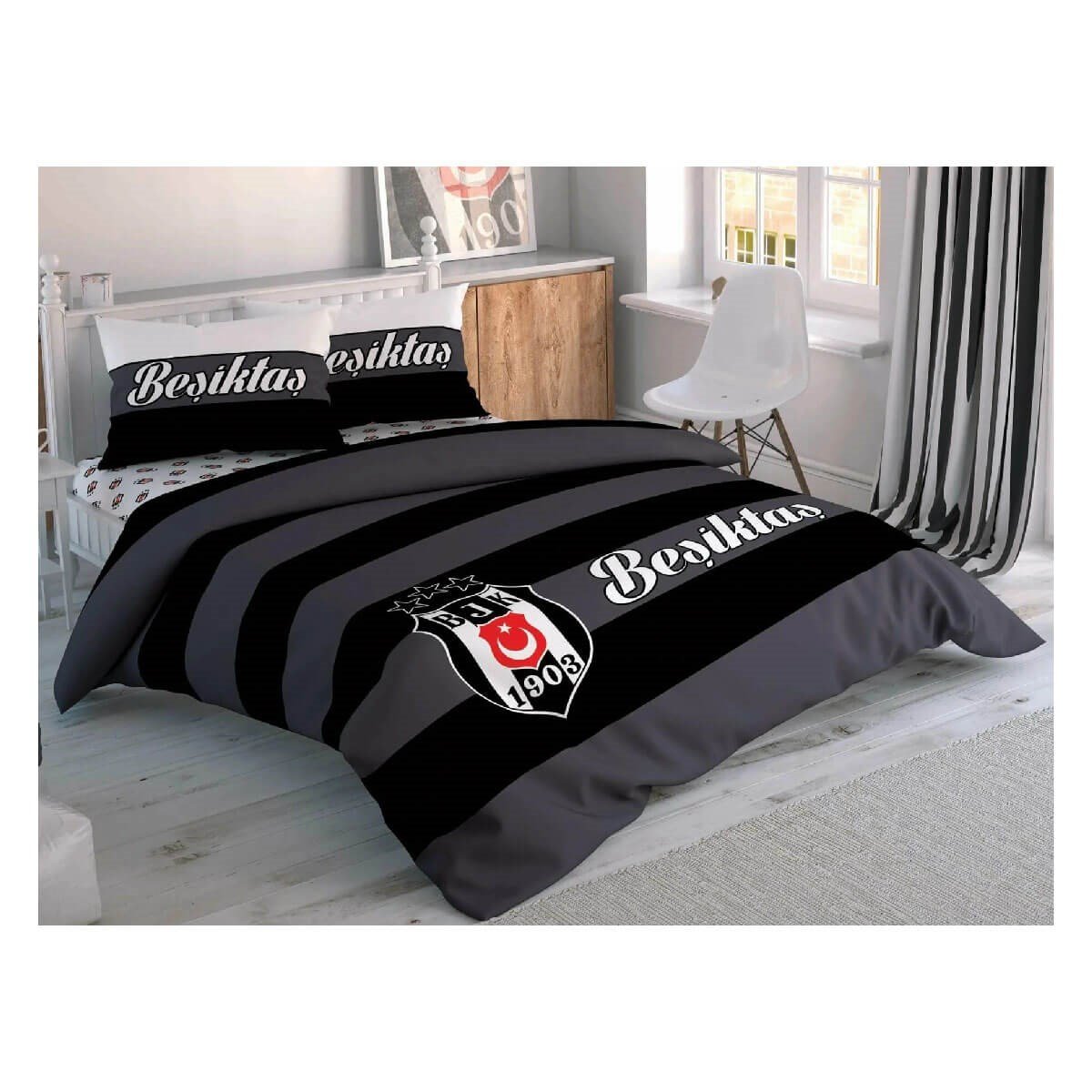 Taç Beşiktaş Striped Ranforce Çift Kişilik Nevresim Takımı 60196399TaçÇift Kişilik Nevresim