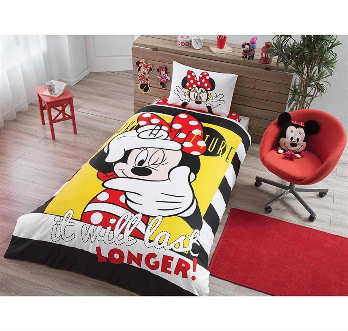 Taç Disney Minnie Mouse Selfie Nevresim Takımı 60165057TaçTek Kişilik Nevresim