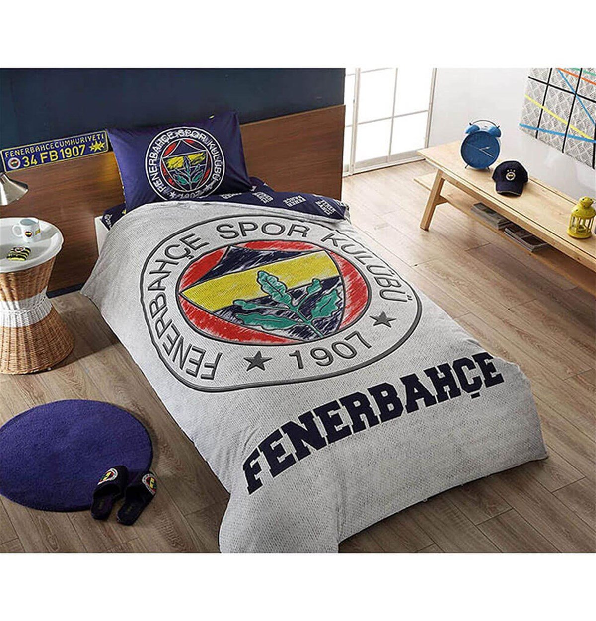 Taç Fenerbahçe Nevresim Takımı Gri 60183150TaçTek Kişilik Nevresim