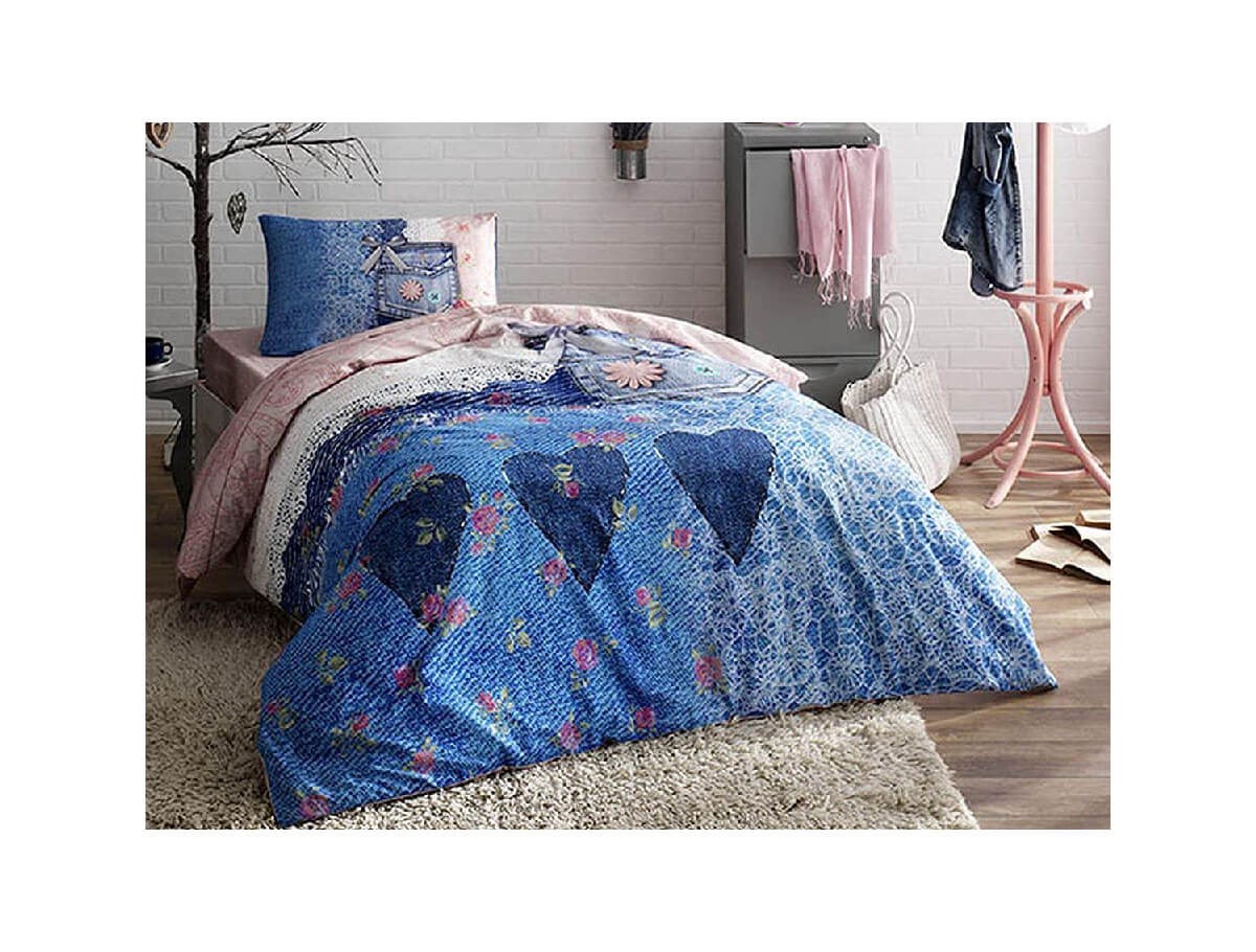 Taç Lacy Ranforce Nevresim Seti Mavi Tek Kişilik 60176198TaçTek Kişilik Nevresim