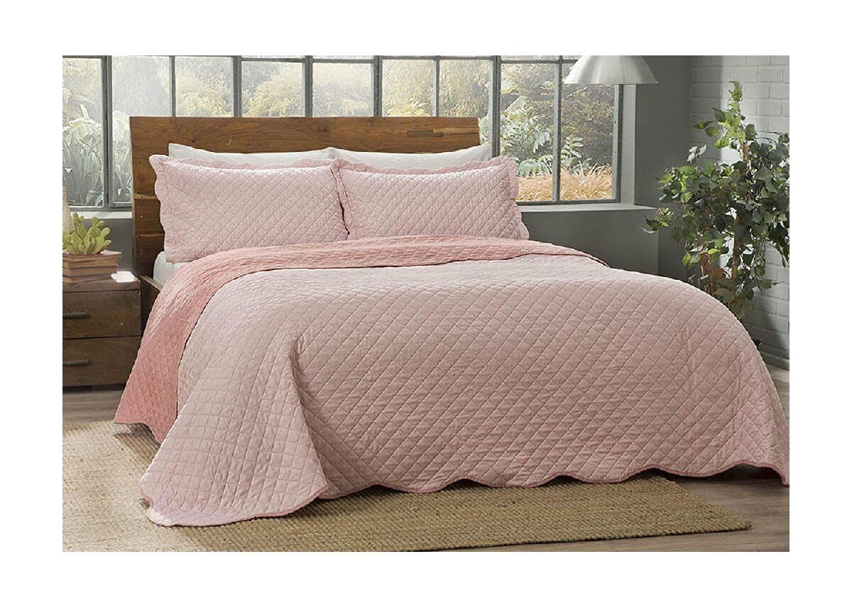 Taç Lena Yatak Örtüsü Çift Kişilik Pudra Pembe 71234489TaçÇift Kişilik Yatak Örtüsü