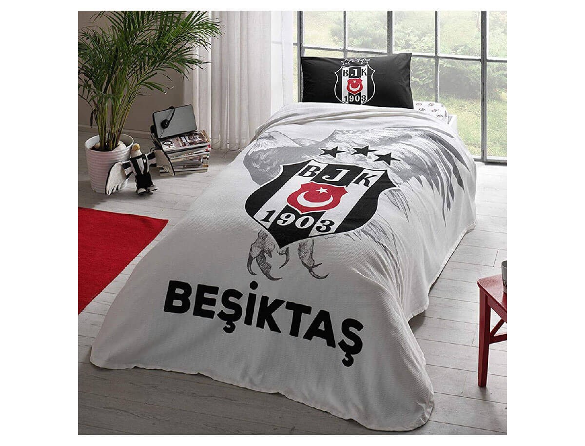 Taç Lisanslı Pike Takımı Beşiktaş Üç Yıldız 60173863TaçTek Kişilik Nevresim