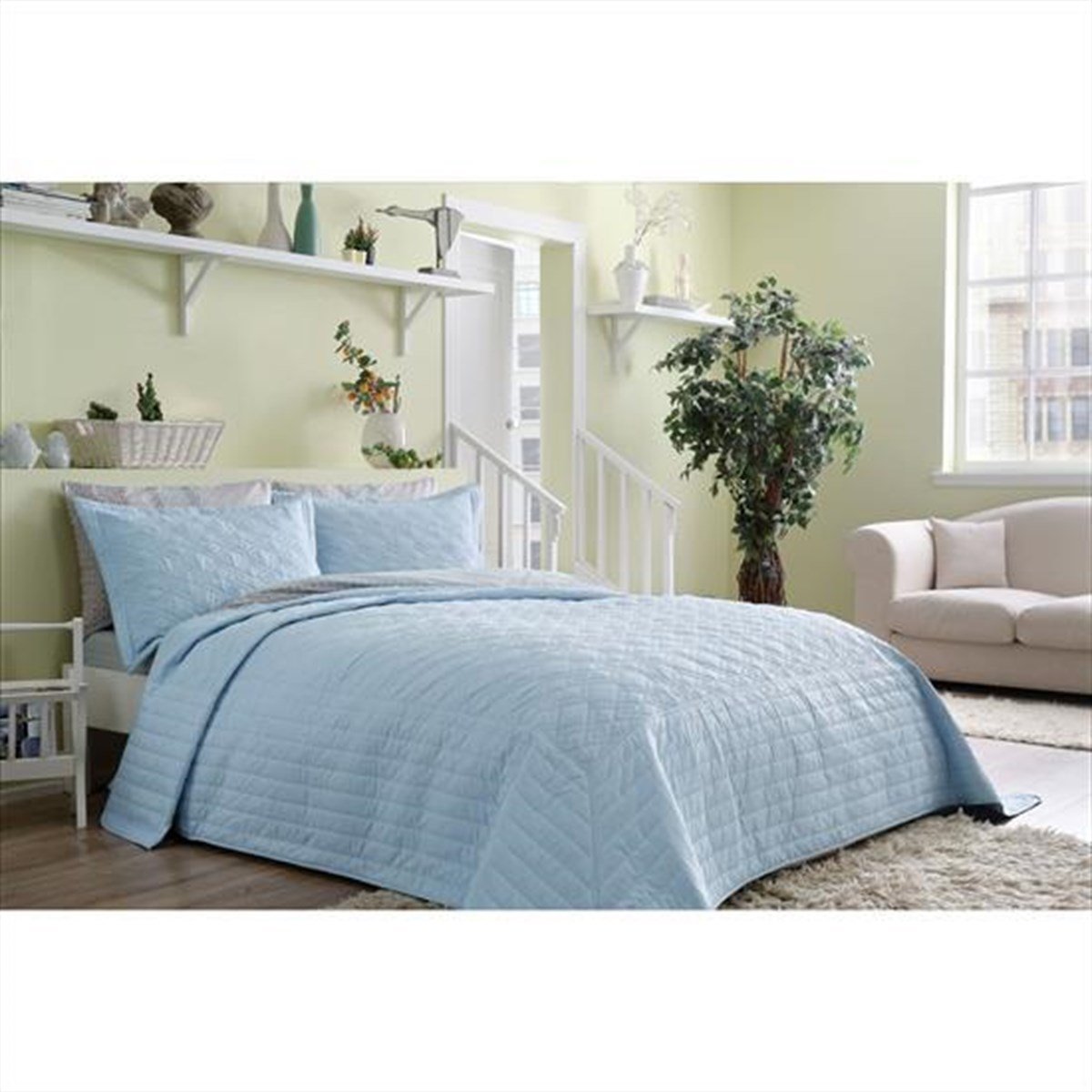 Taç Maxi Çift Kişilik Yatak Örtüsü Mavi 71211774TaçÇift Kişilik Yatak Örtüsü