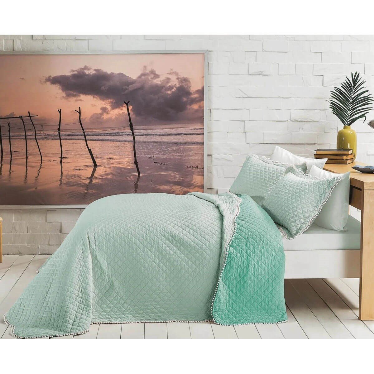 Taç Muse Çift Kişilik Yatak Örtüsü Yeşil-Mint 71249314TaçÇift Kişilik Yatak Örtüsü