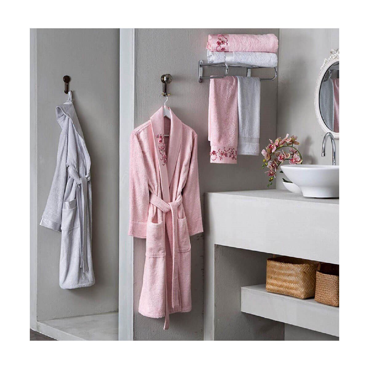 Taç Reticula Aile Seti G.Kuru&Gri 71126582TaçAile Bornoz Seti