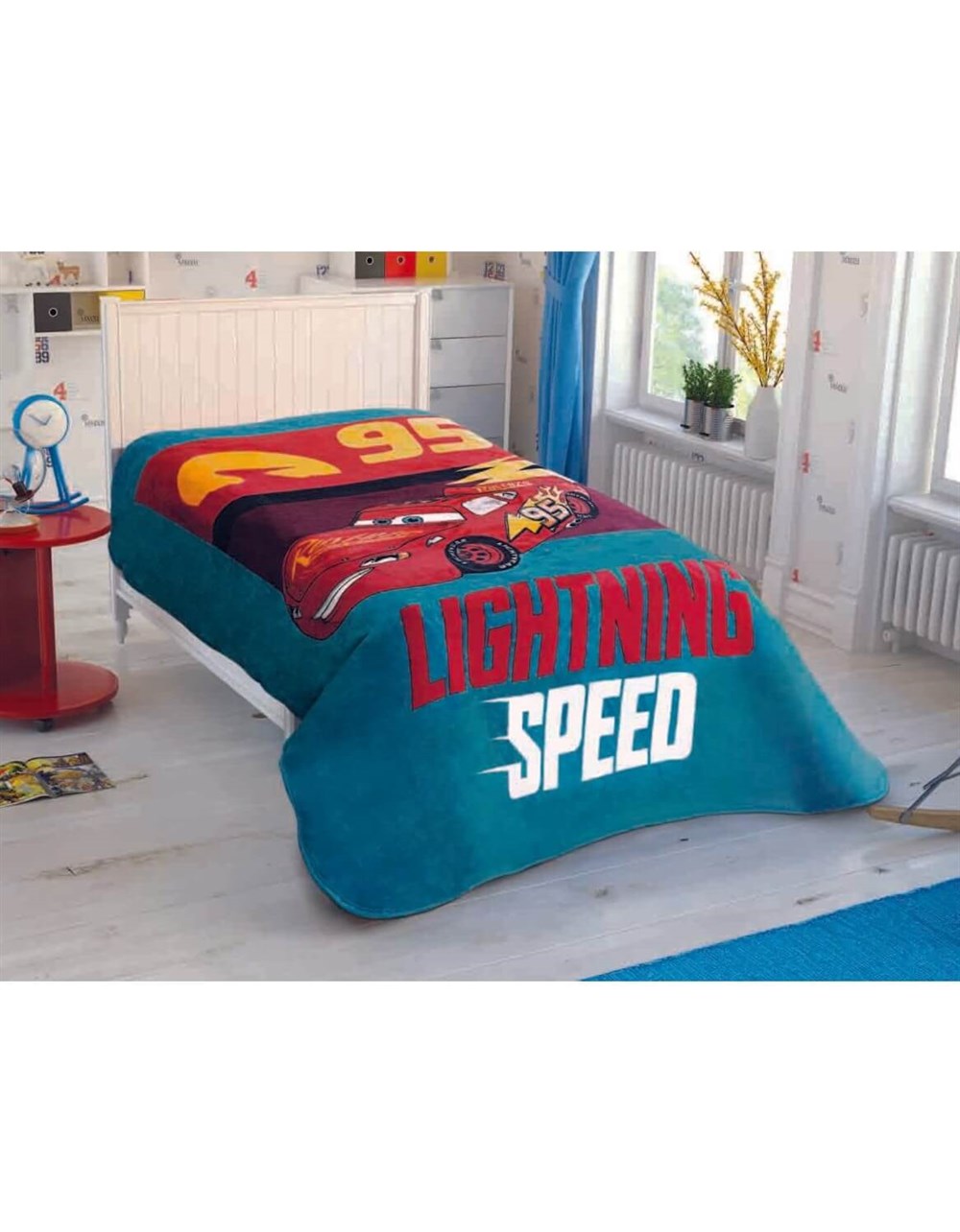 Taç Tek Kişilik Lisansli Battaniye-Disney Cars Lighting Speed