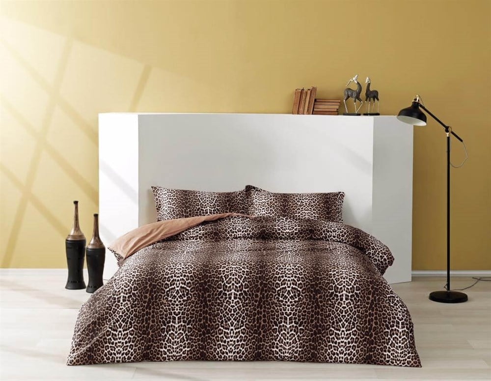 Taç Tek Kişilik Ranforce Yorgan Seti Leopard Kahve 60205964