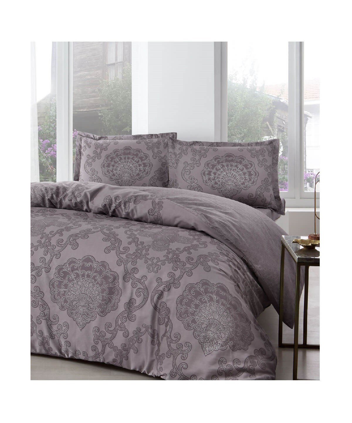 Taç Violet Çift Kişilik Saten Nevresim TakımıTaçÇift Kişilik Nevresim