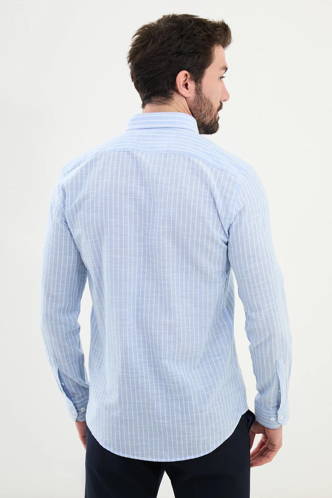 Çizgili Slim Fit Uzun Kollu Keten Erkek Gömlek ürünü ÜST GİYİM kategorisinde sizleri bekliyor.