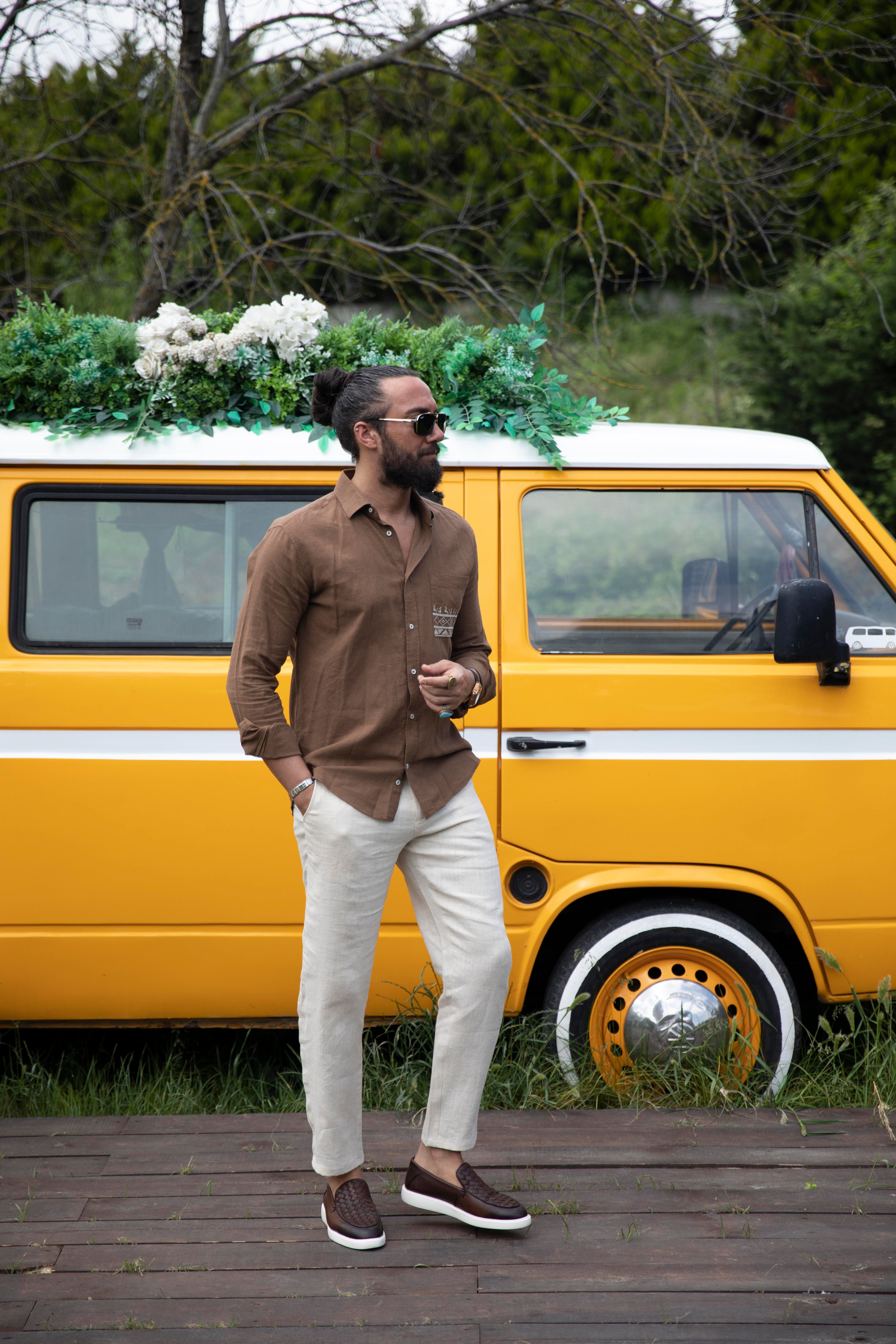 Desenli Slim Fit Uzun Kollu Keten Erkek Gömlek ürünü ÜST GİYİM kategorisinde sizleri bekliyor.