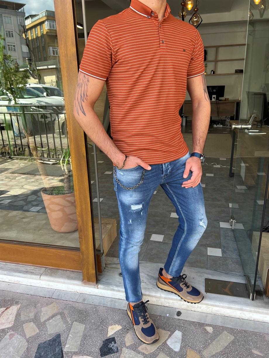 Polo yaka Kendinden Desenli T-shirt ürünü ÜST GİYİM kategorisinde sizleri bekliyor.