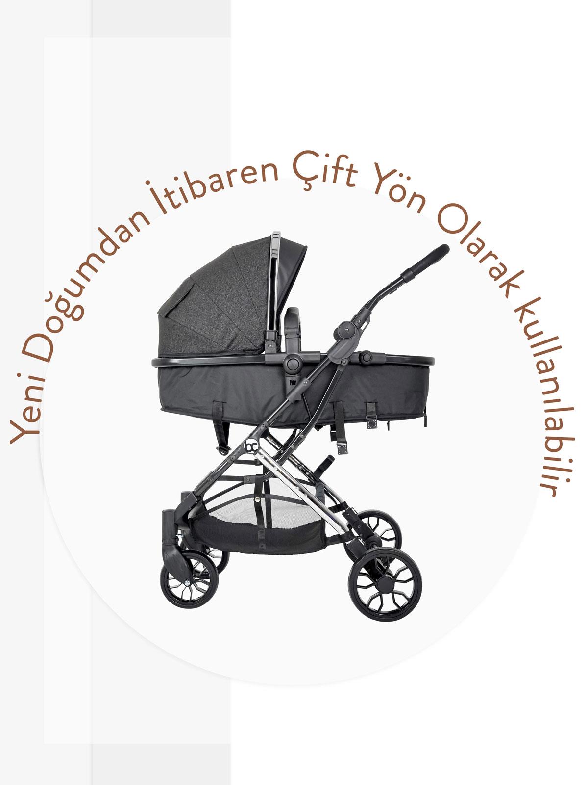 Venedik Oto Koltuklu Travel Sistem Bebek Arabası Siyah