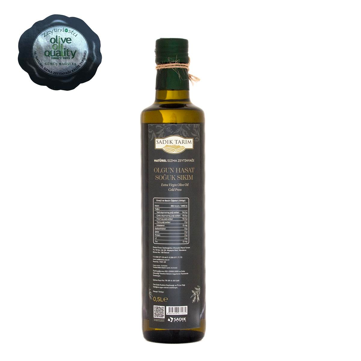 Gümüş Ödüllü Naturel Sızma Olgun Hasat Soğuk Sıkım Zeytinyağı 0,5 L (Cam Şişe) zeytinyağı, çicek balı, bal