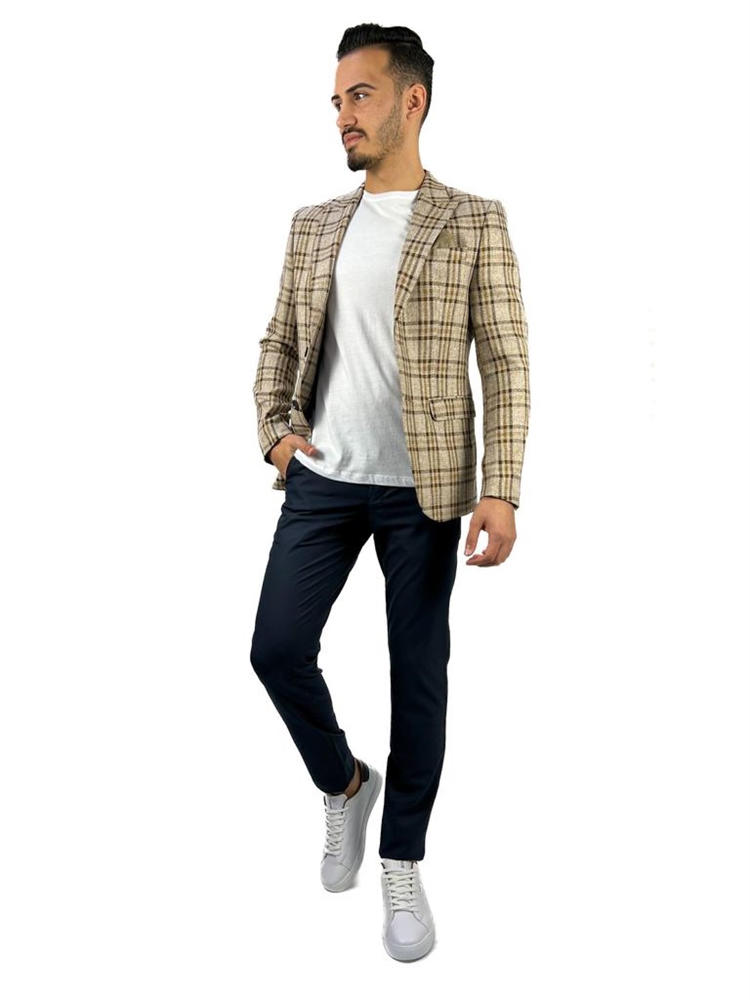 Bej Ekose Blazer Tek Ceket Sivri Yaka Regular Fit | AgustiniCEKETAGUSTİNİCk1611AGUSTİNİBej Ekose Blazer Tek Ceket Sivri Yaka Regular Fit | Agustini