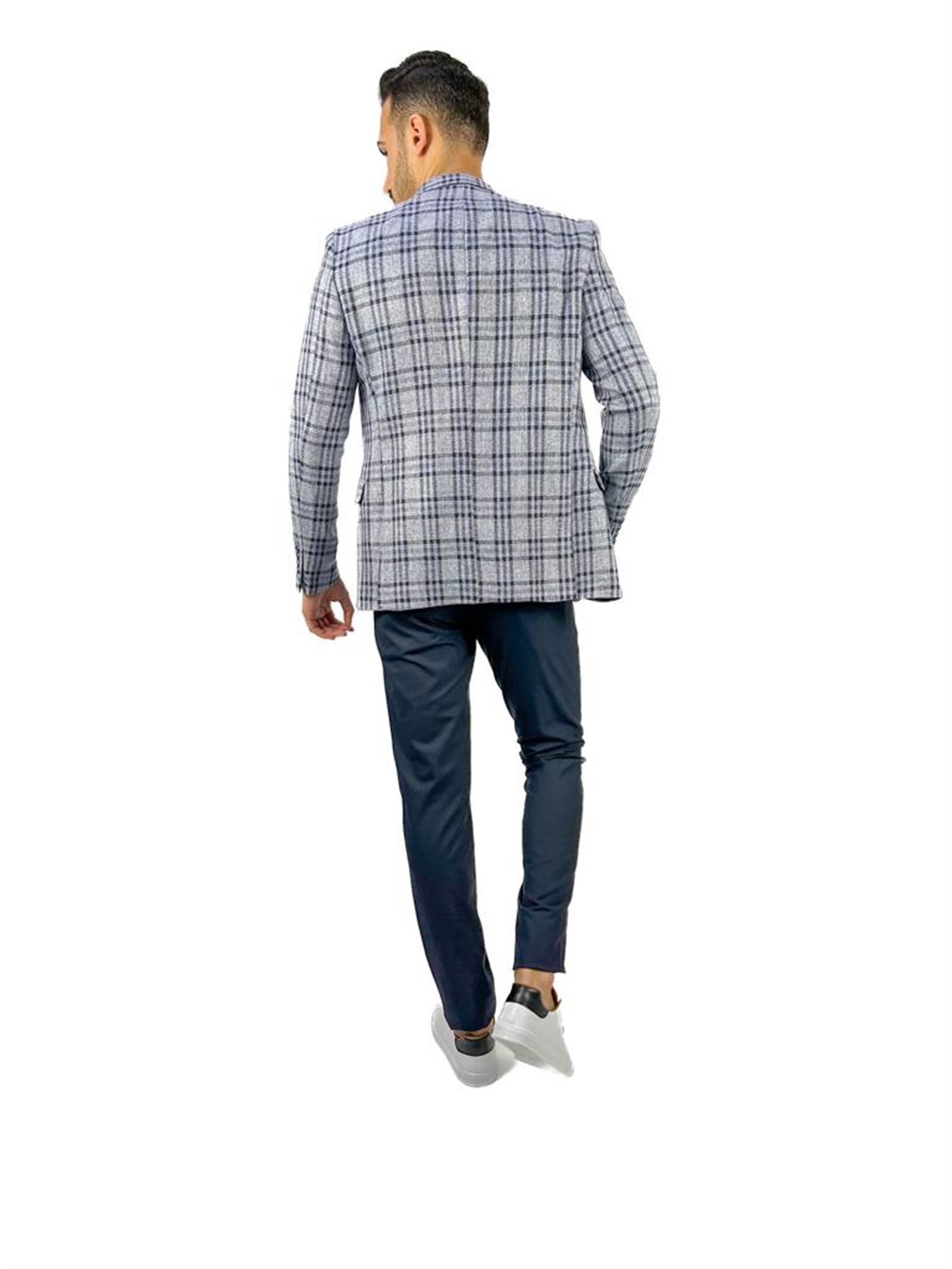 Lacivert Ekose Blazer Tek Ceket Sivri Yaka Regular Fit | AgustiniCEKETAGUSTİNİCk1610AGUSTİNİLacivert Ekose Blazer Tek Ceket Sivri Yaka Regular Fit | Agustini