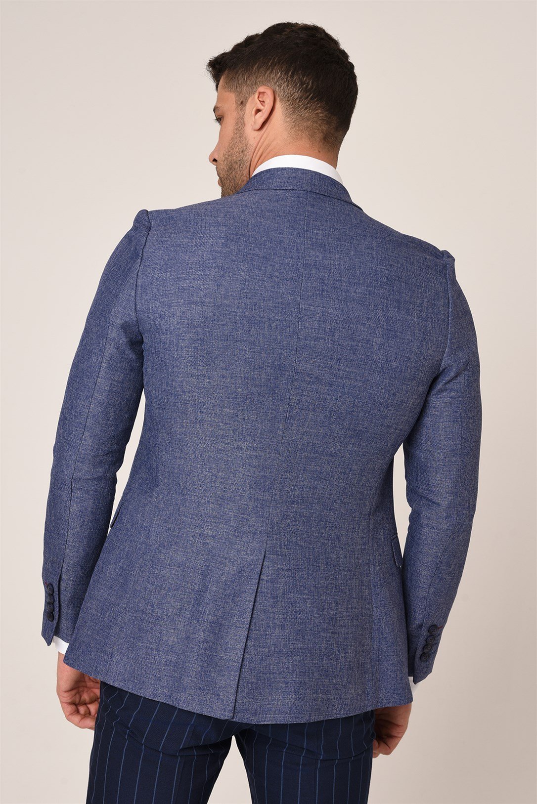 Mavi Renk  Blazer Tek Ceket Mono Yaka Slim Fit | AgustiniCEKETAGUSTİNİCk1065AGUSTİNİYeşil Renk Ekose Blazer Tek Ceket Sivri Yaka Slim Fit | Agustini