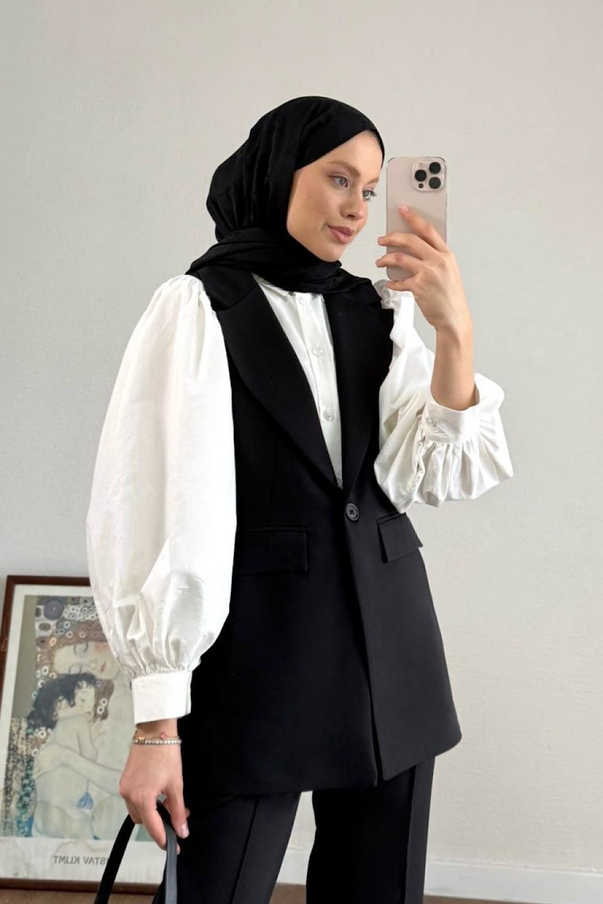 Tek Düğmeli Yelekli Takım SiyahDubaiShowroomTAKIM26033