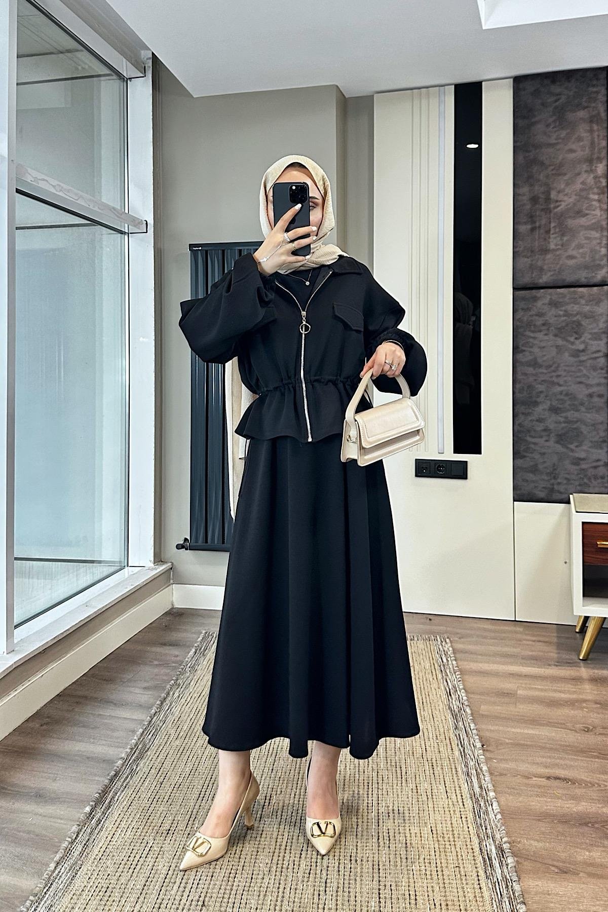 Fermuarlı Süs cep Oysho Takım SiyahDubaiShowroomTAKIM010223