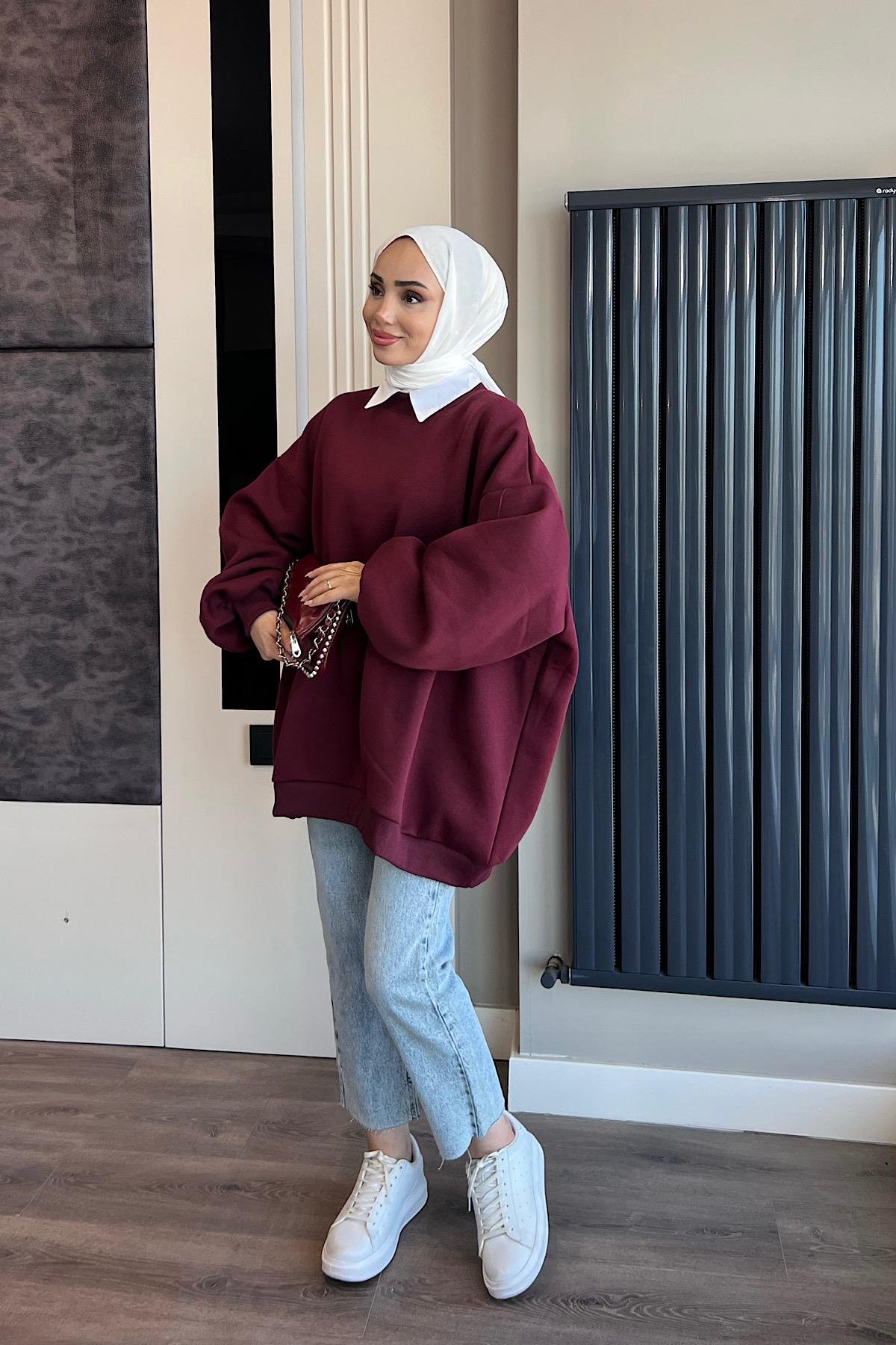 Üç İplik Kumaş Sweat  BordoDubaiShowroomSWEAT30890BRDO