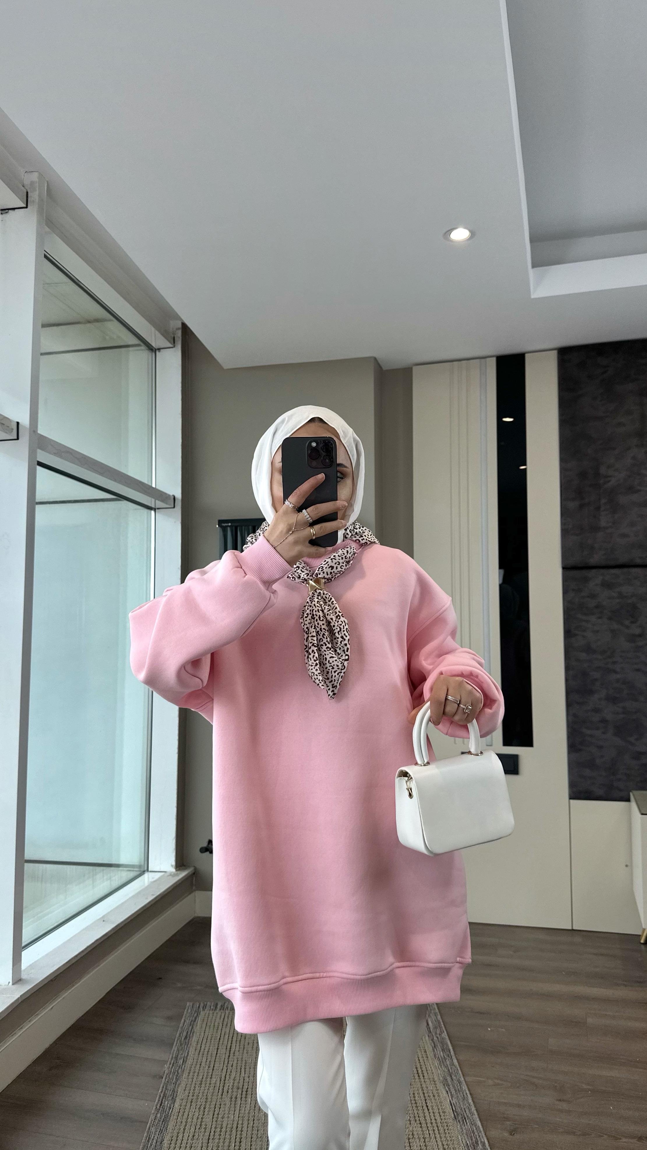 Fular Detaylı Üç iplik sweat PembeDubaiShowroomÜST GİYİM08580