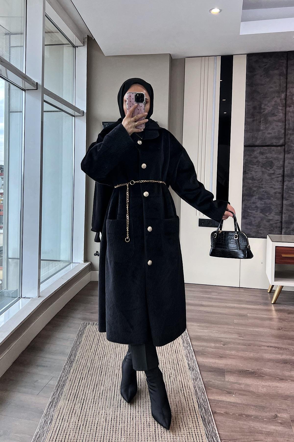 Bebe Yaka Fox Kumaş Kap SiyahDubaiShowroomDIŞ GİYİM70029