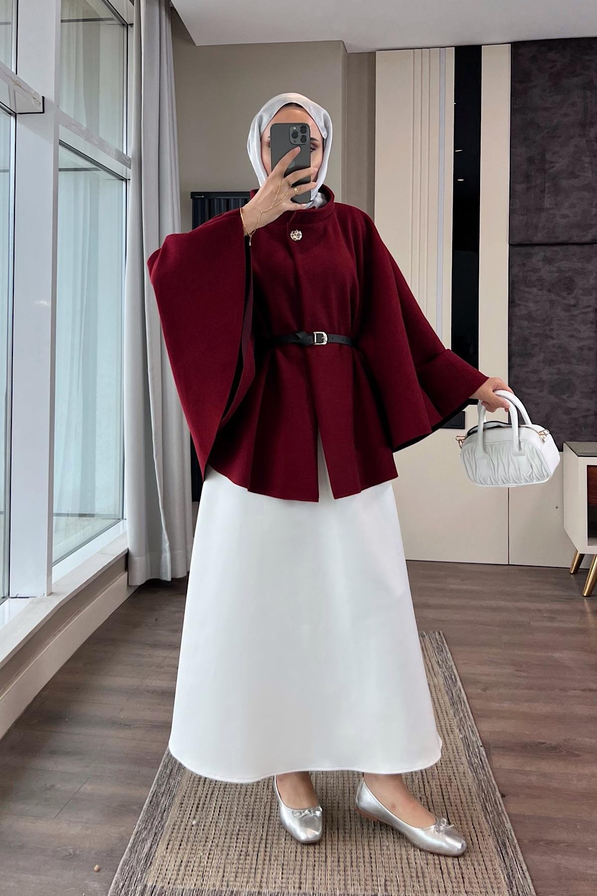 Kemerli Panço BordoDubaiShowroomDIŞ GİYİM24112
