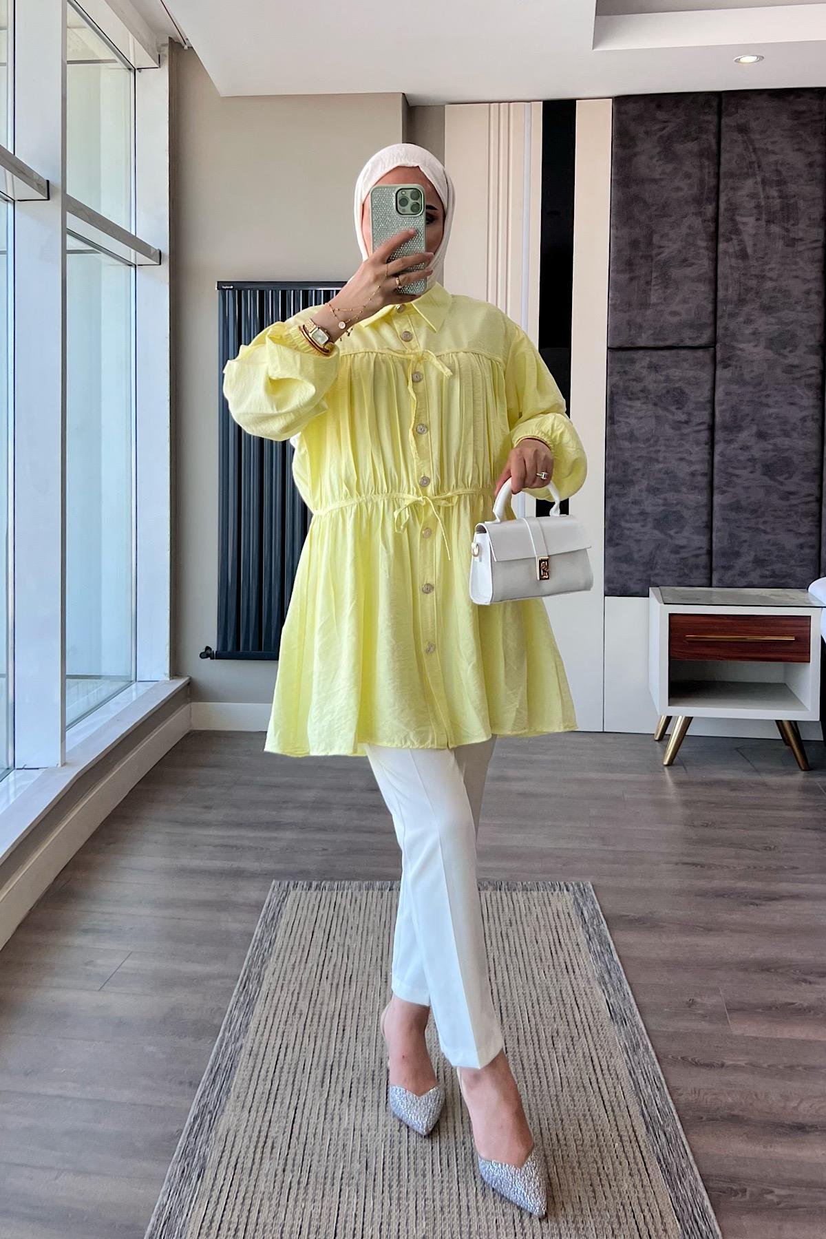 Modal Tunik SarıDubaiShowroomÜST GİYİM02410-SR