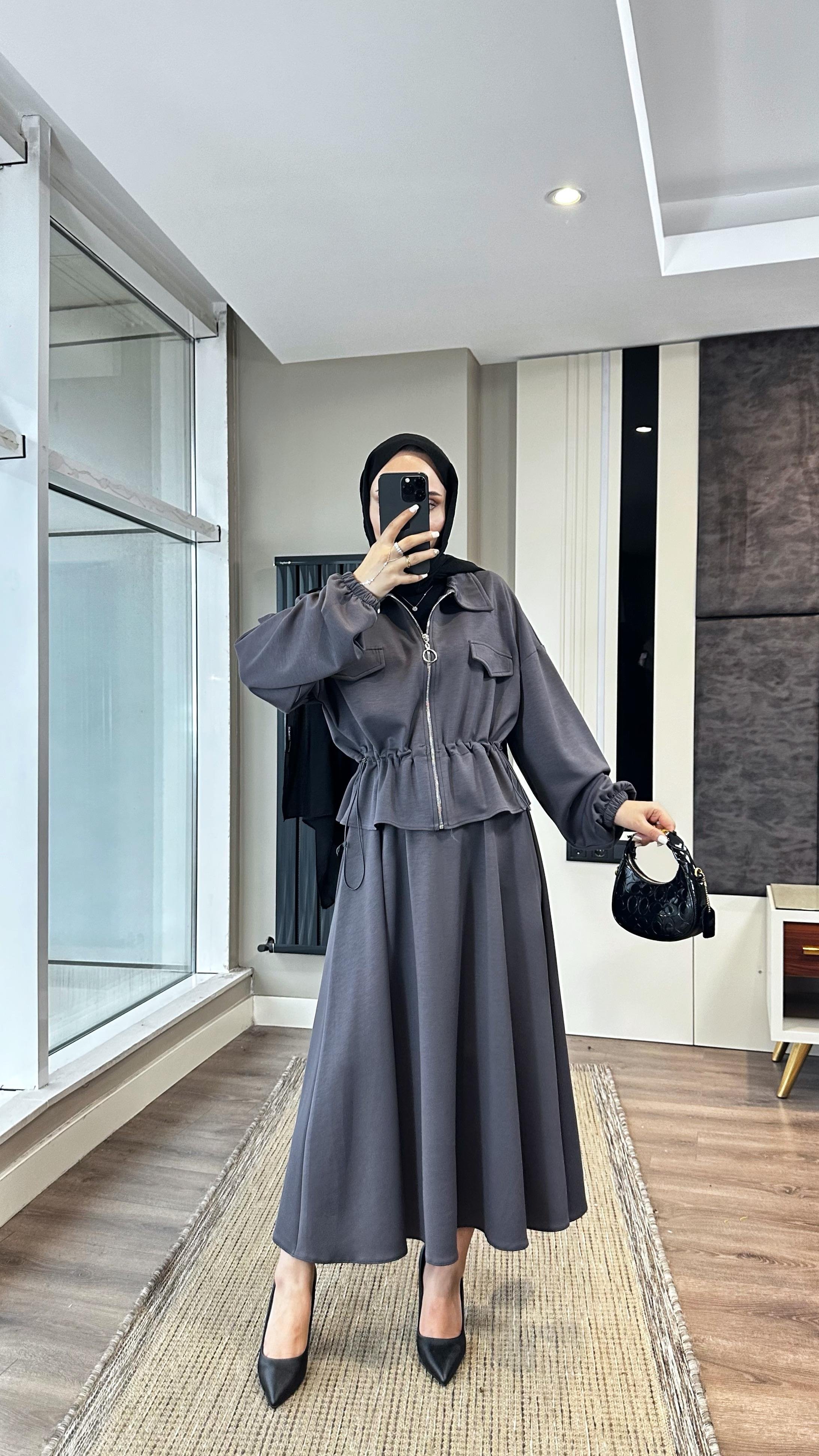 Fermuarlı Süs cep Oysho Takım GriDubaiShowroomTAKIM010223