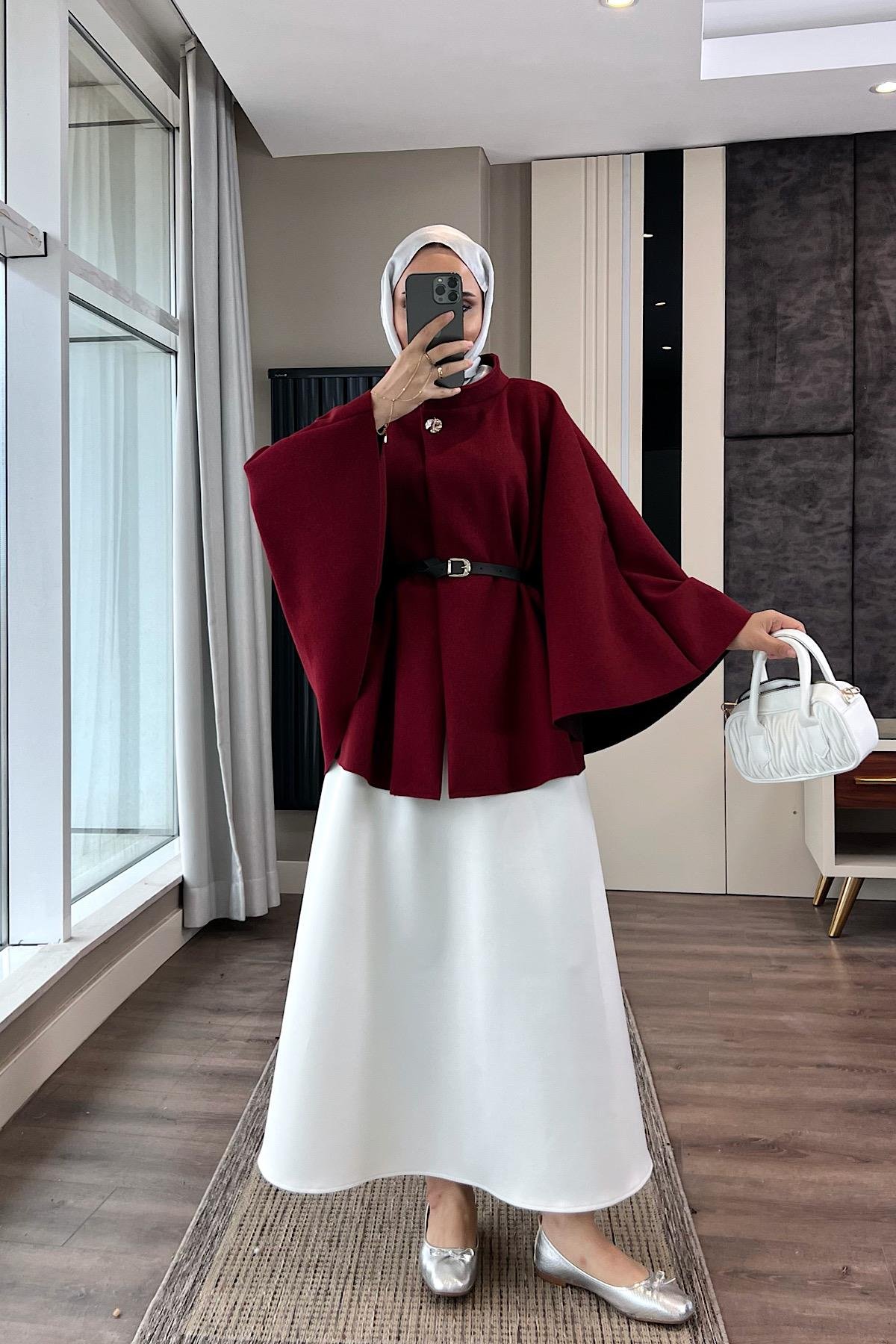 Kemerli Panço BordoDubaiShowroomDIŞ GİYİM24112