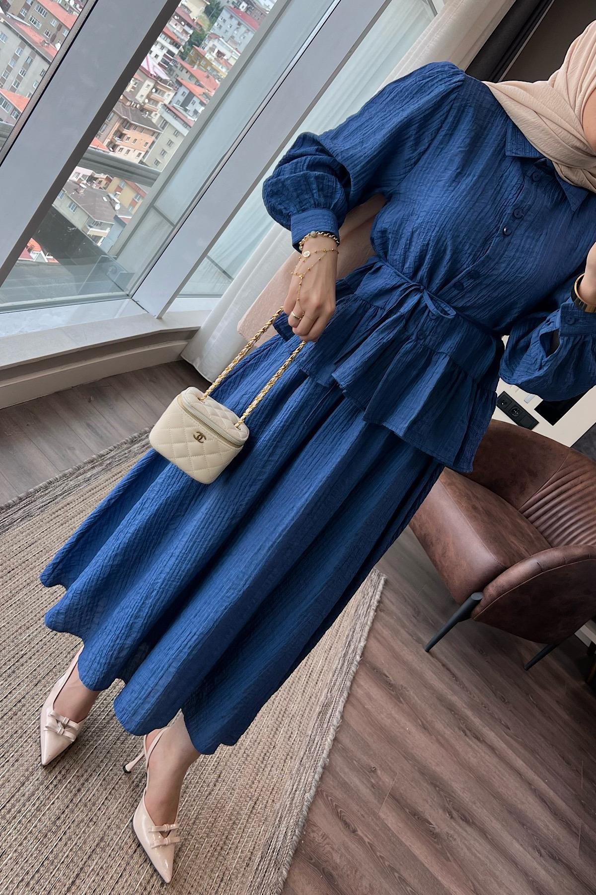 Begonya etekli Takım İndigoDubaiShowroomTAKIM09878