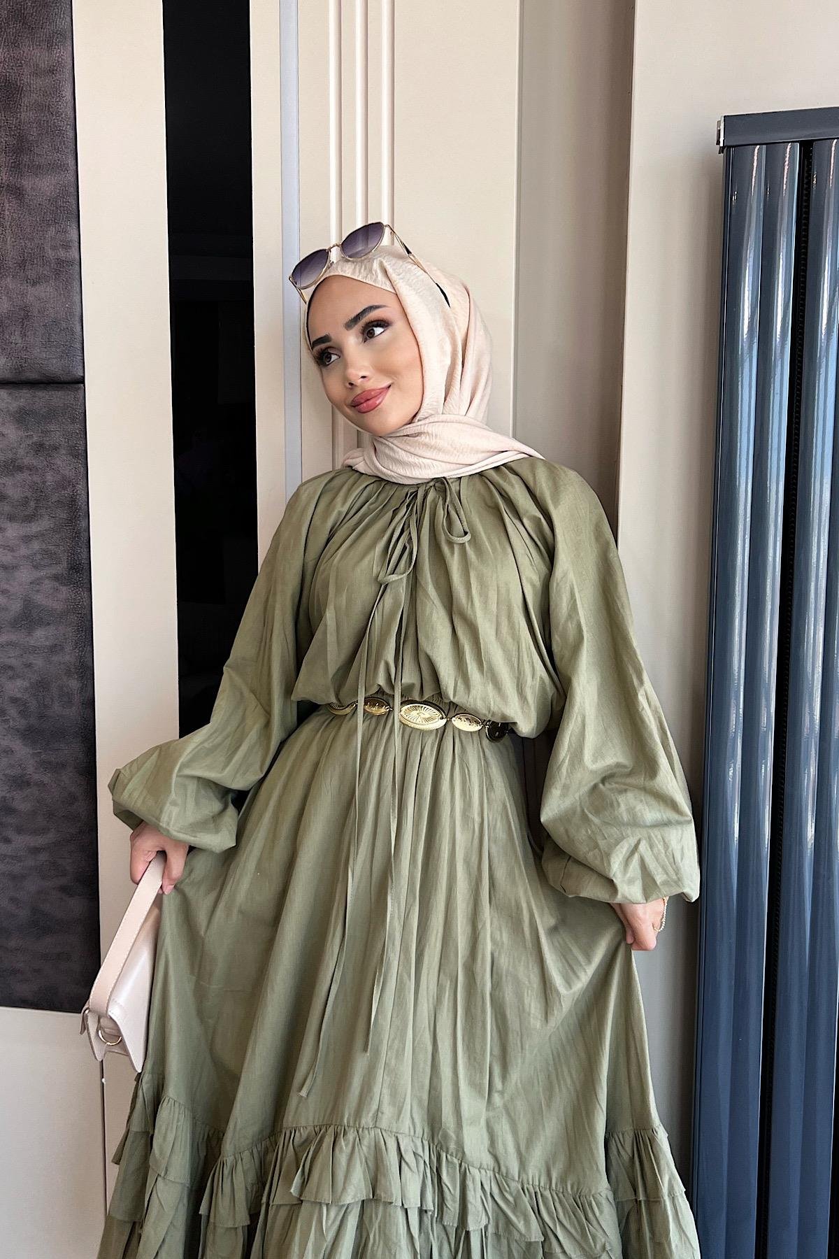 Balon Kol Fırfırlı İkili Takım Yeşil DubaiShowroomTAKIM002329-YŞL