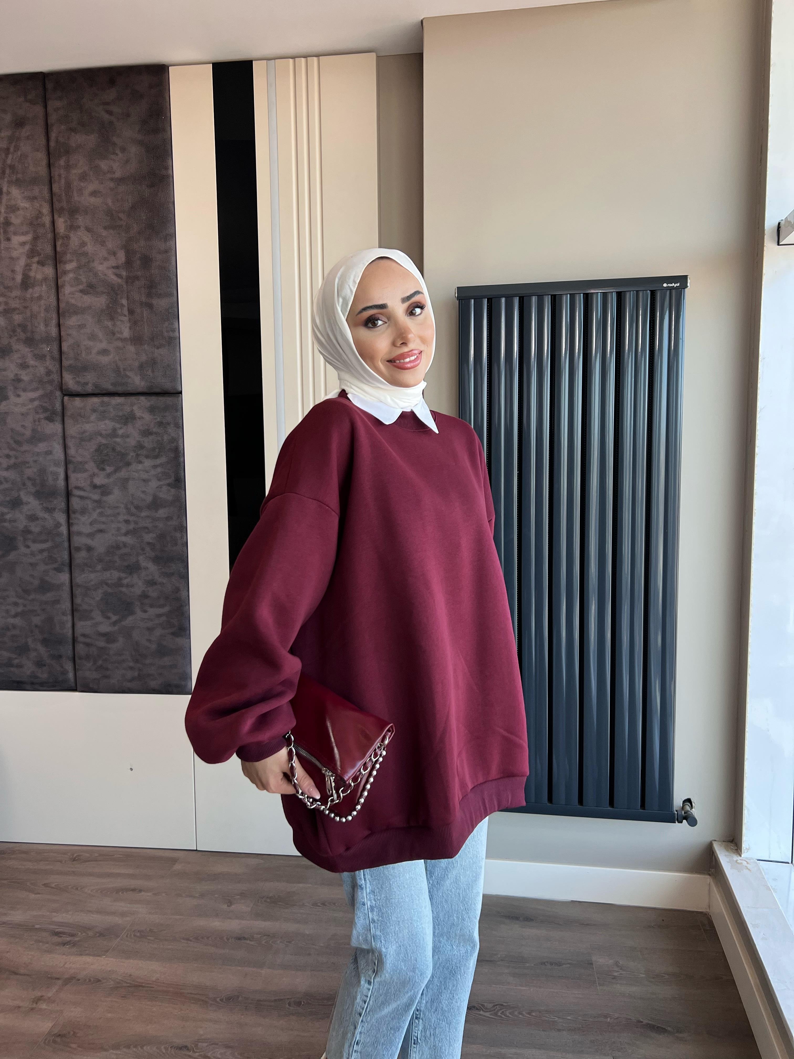 Üç İplik Kumaş Sweat  BordoDubaiShowroomSWEAT30890BRDO