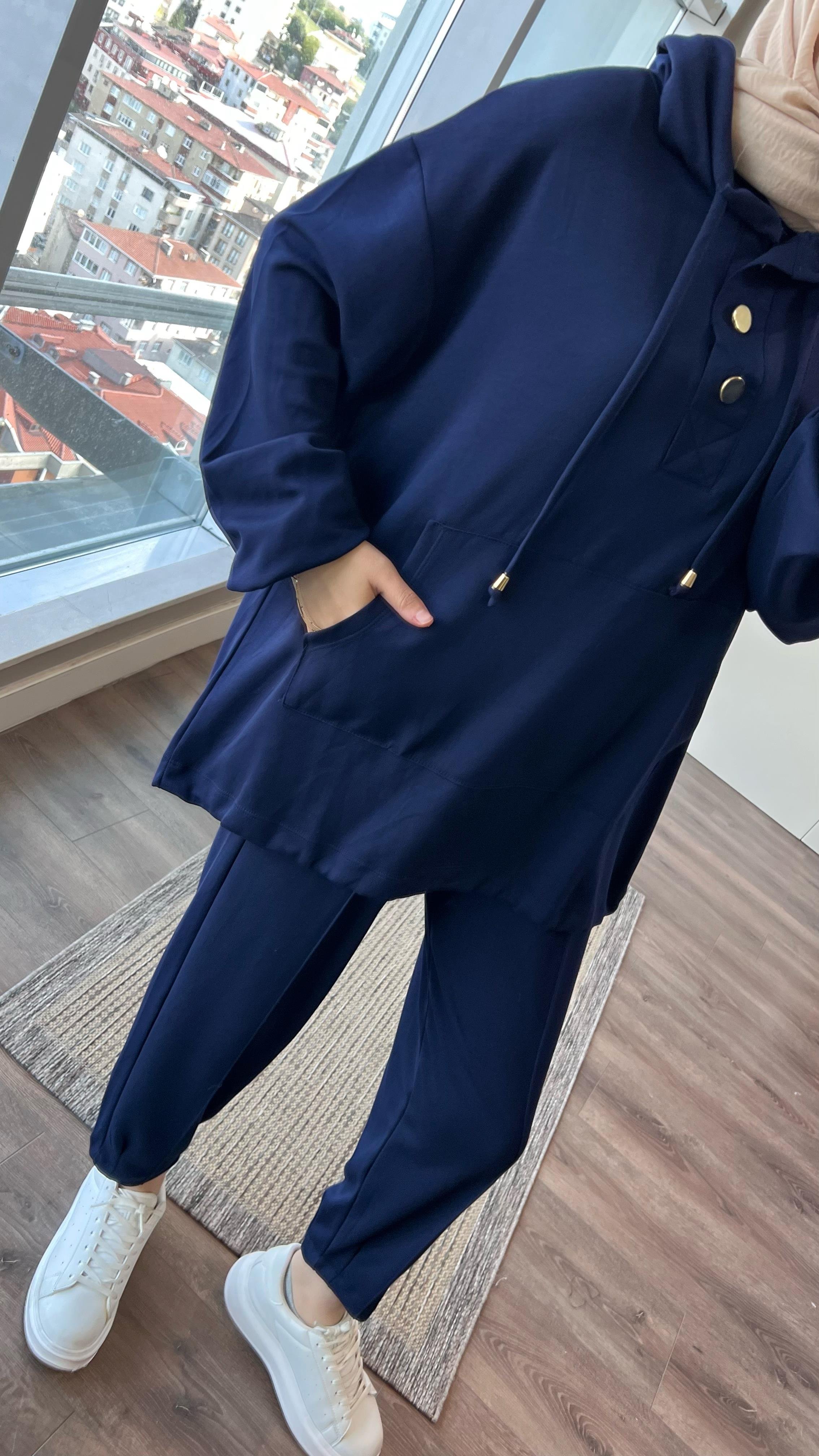 Kapşonlu Oysho Takım Lacivert DubaiShowroomTAKIM19143