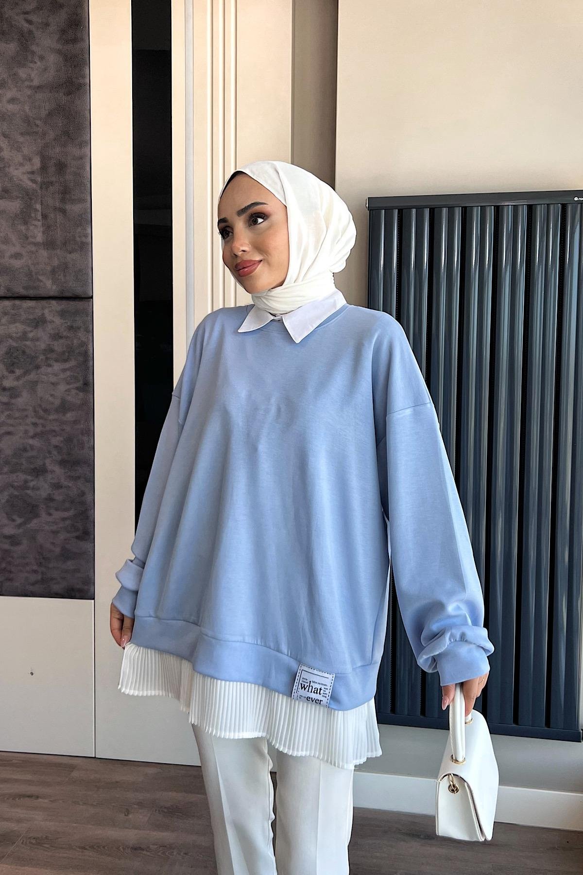 Oysho Kumaş Altı Pileli Sweat Bebe MavisiDubaiShowroomSWEAT010010BBEMVSİ