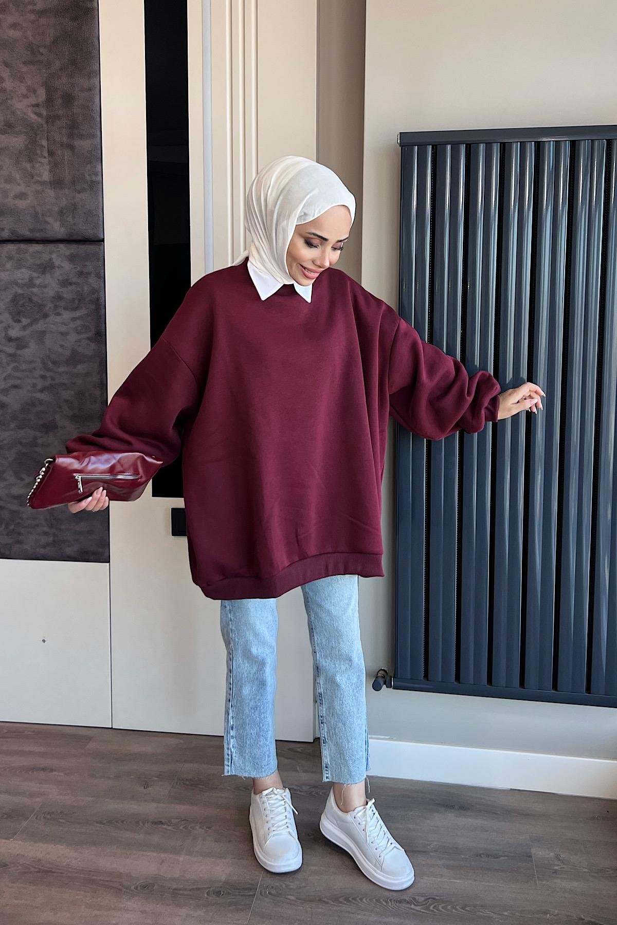 Üç İplik Kumaş Sweat  BordoDubaiShowroomSWEAT30890BRDO