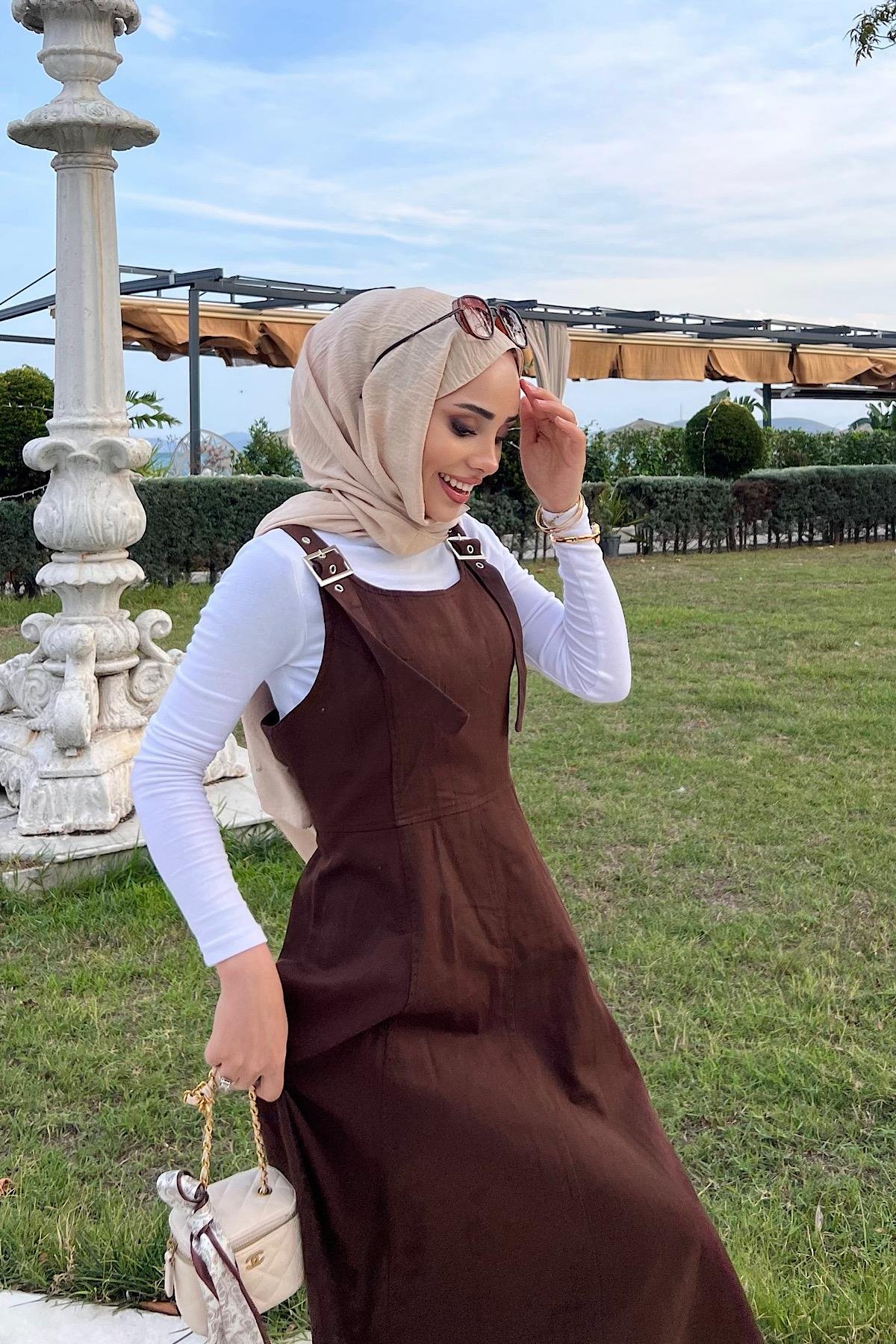 Sülfür Gabardin Jile KahverengiDubaiShowroomELBİSELER04289