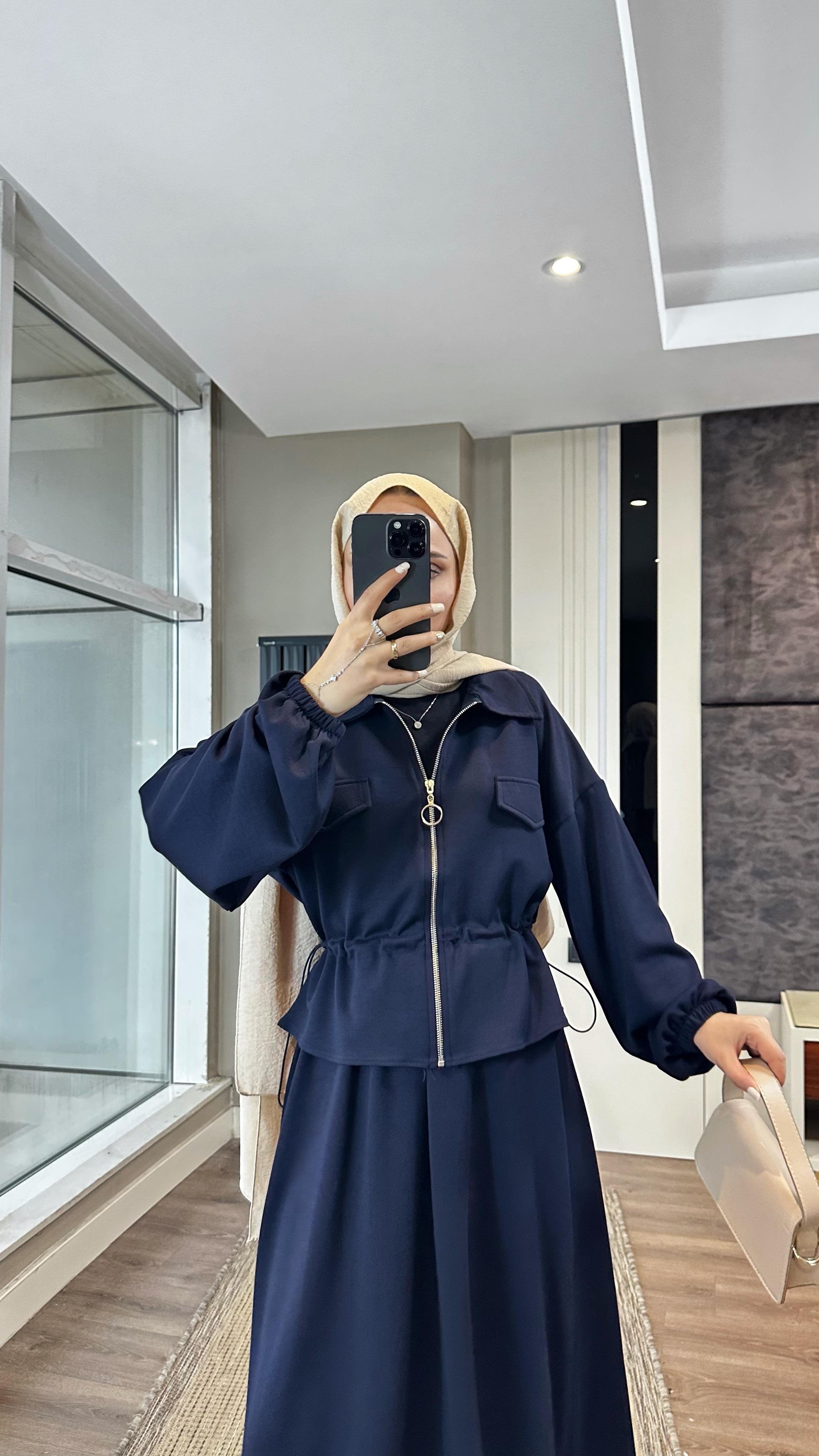 Fermuarlı Süs cep Oysho Takım Lacivert DubaiShowroomTAKIM010223