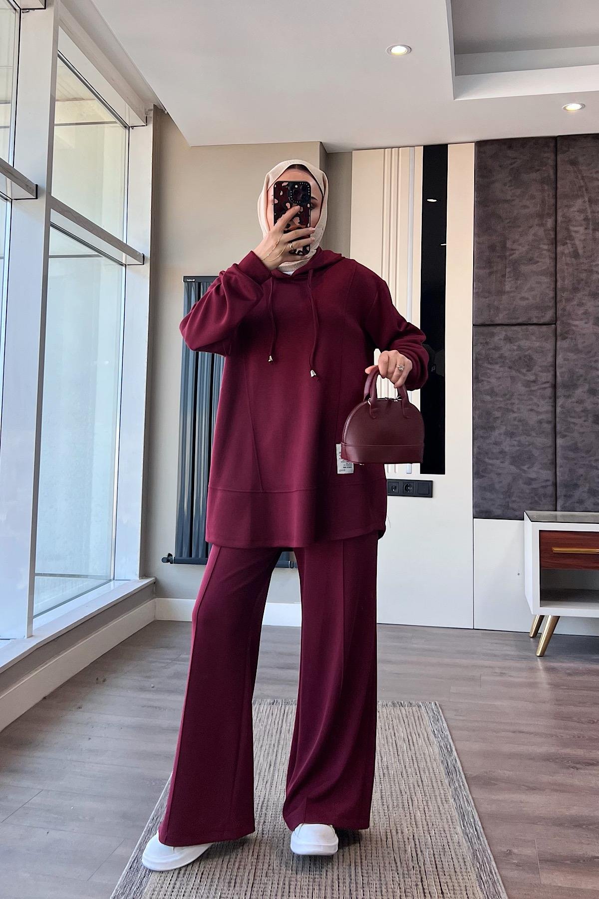 Kapşonlu Oysho Takım BordoDubaiShowroomTAKIM43003