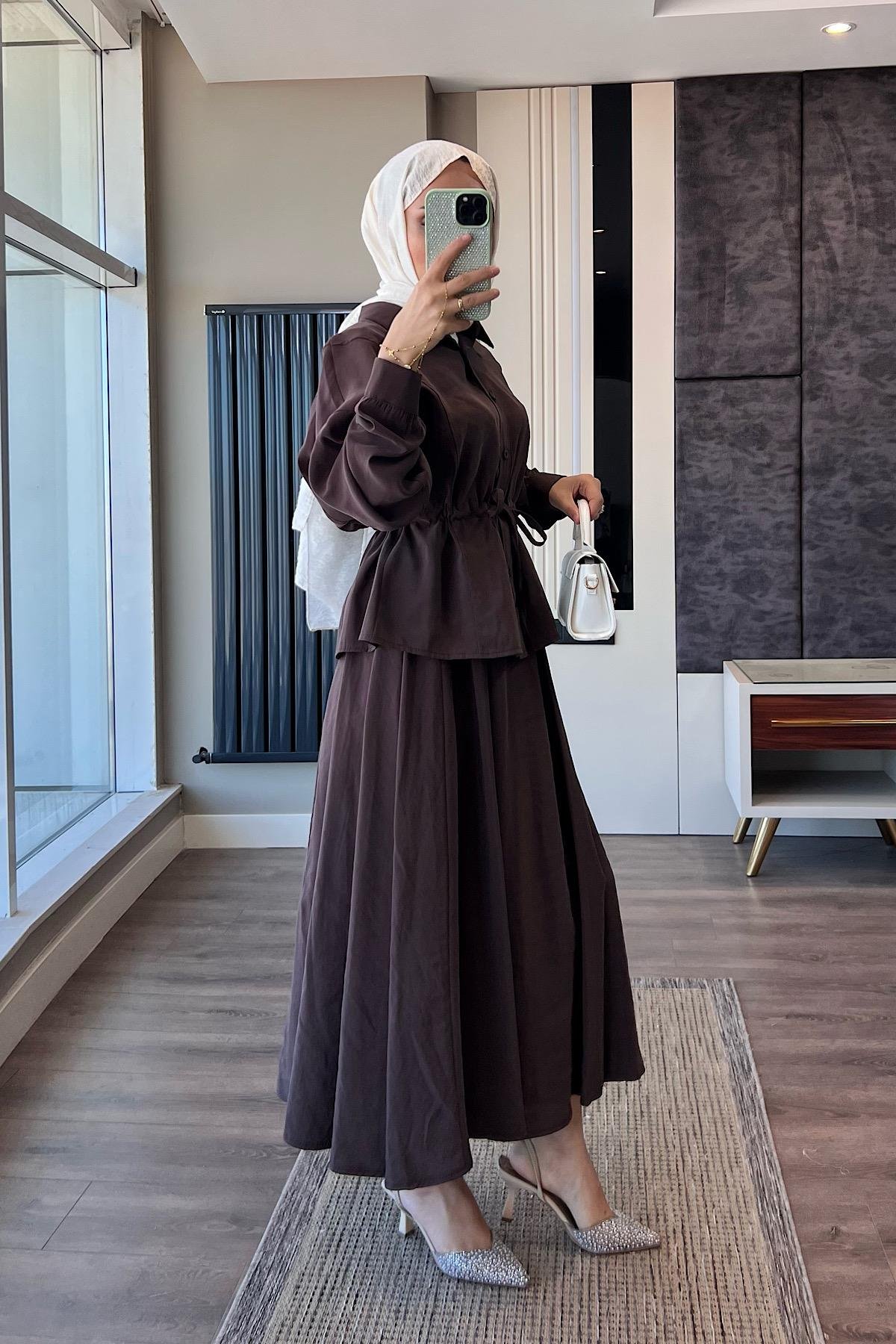 Beli Bağlamalı Takım Acı kahveDubaiShowroomTAKIM01281-ACIKAHVE