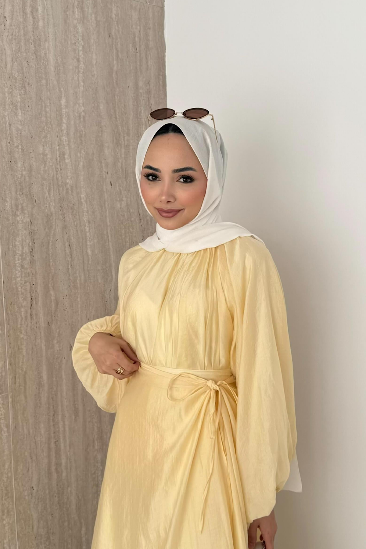 Balon kol Üçlü Etekli Takım SarıDubaiShowroomTAKIM23831