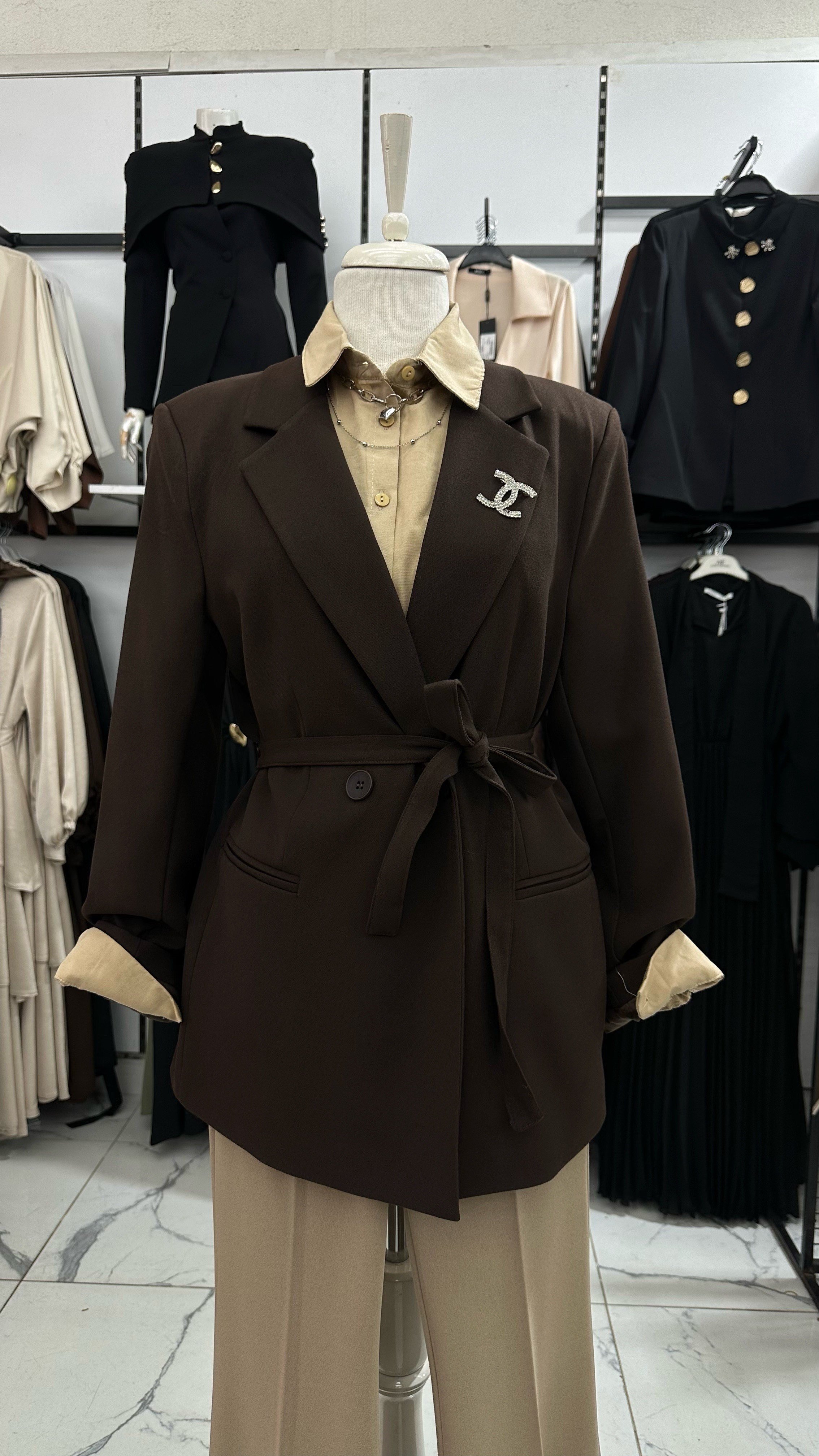Blazer Ceket Kahverengi DubaiShowroomDIŞ GİYİM09006