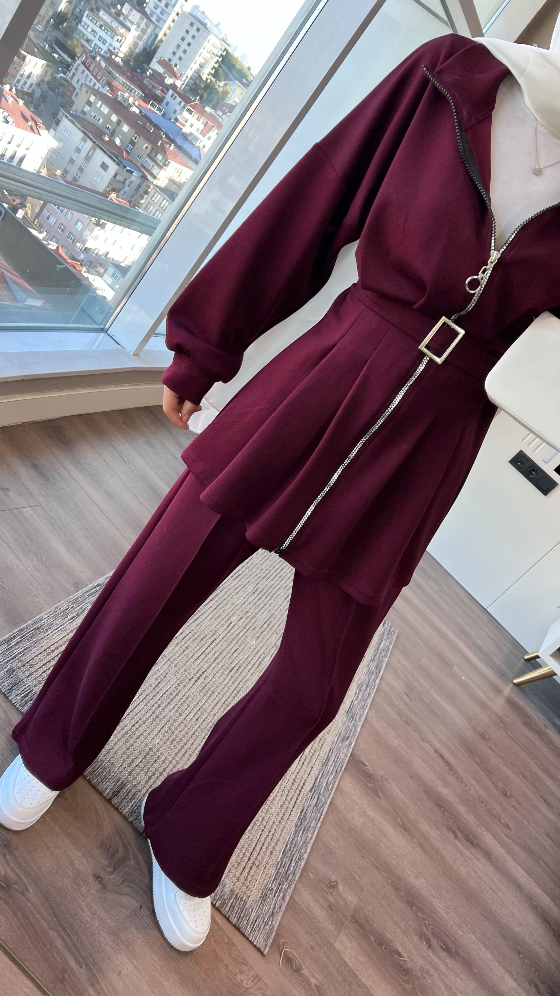 Pantolonlu Takım BordoDubaiShowroomTAKIM01360