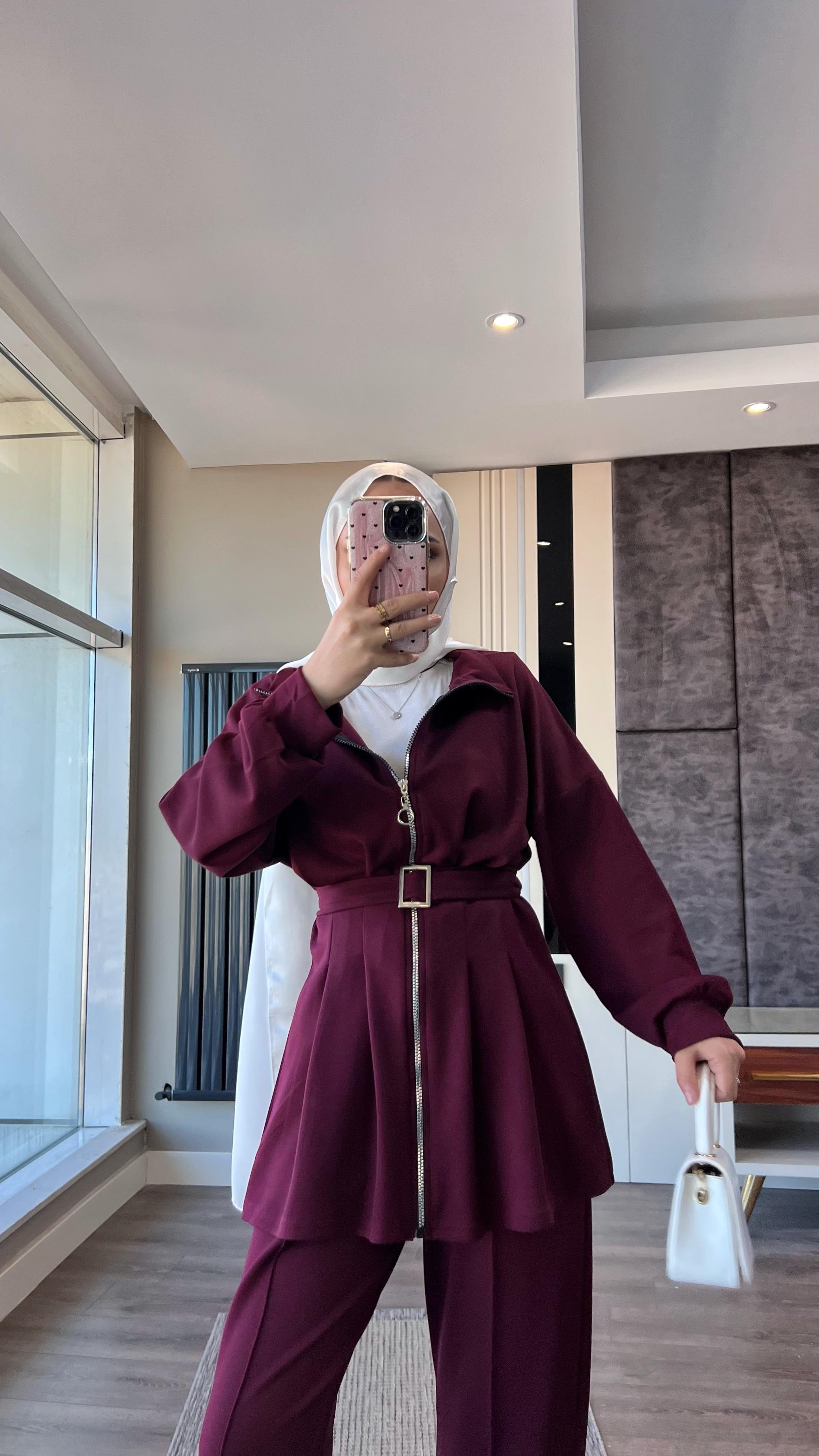 Pantolonlu Takım BordoDubaiShowroomTAKIM01360