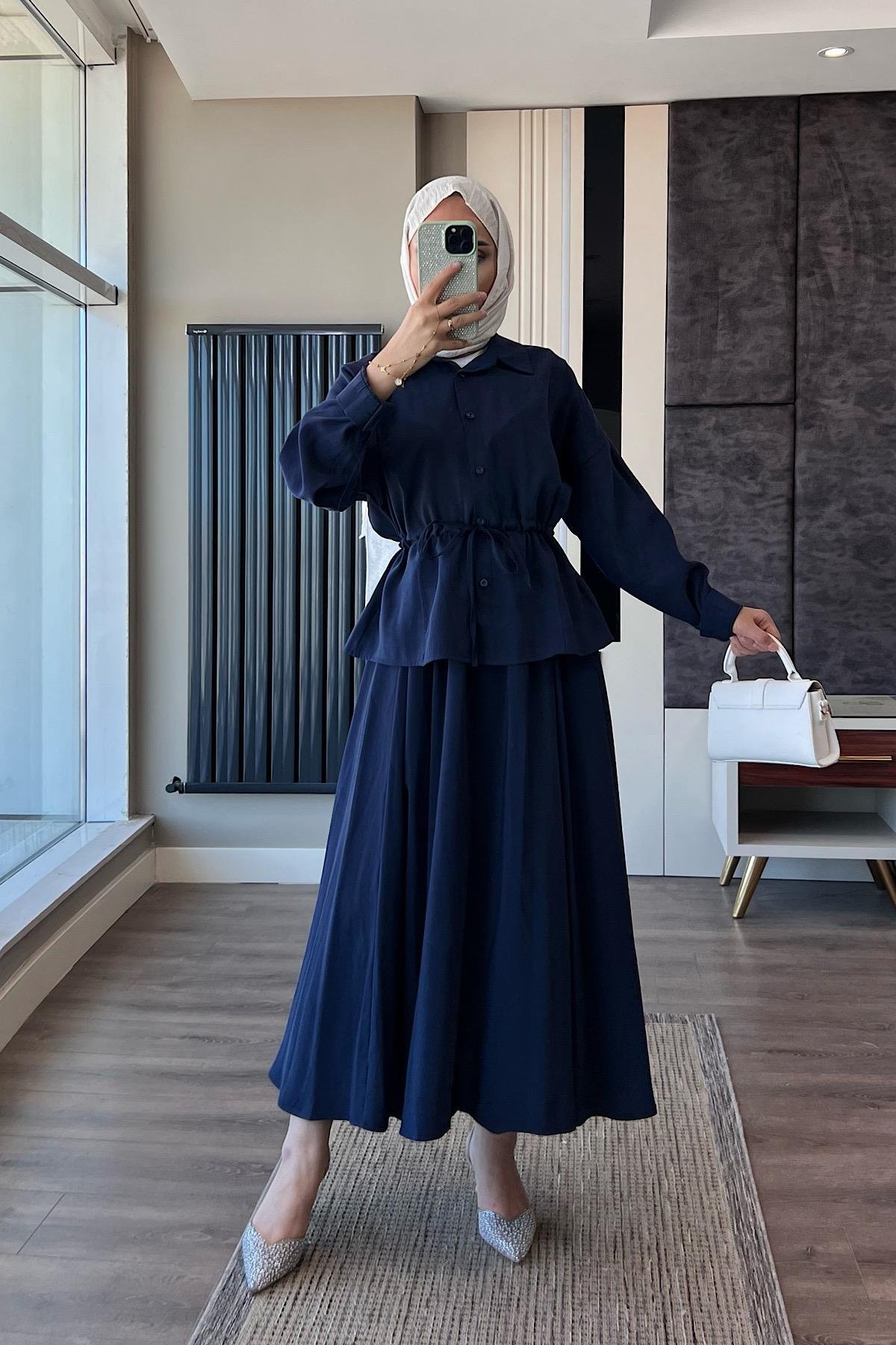 Beli Bağlamalı Takım Lacivert DubaiShowroomTAKIM01281-LCVRT