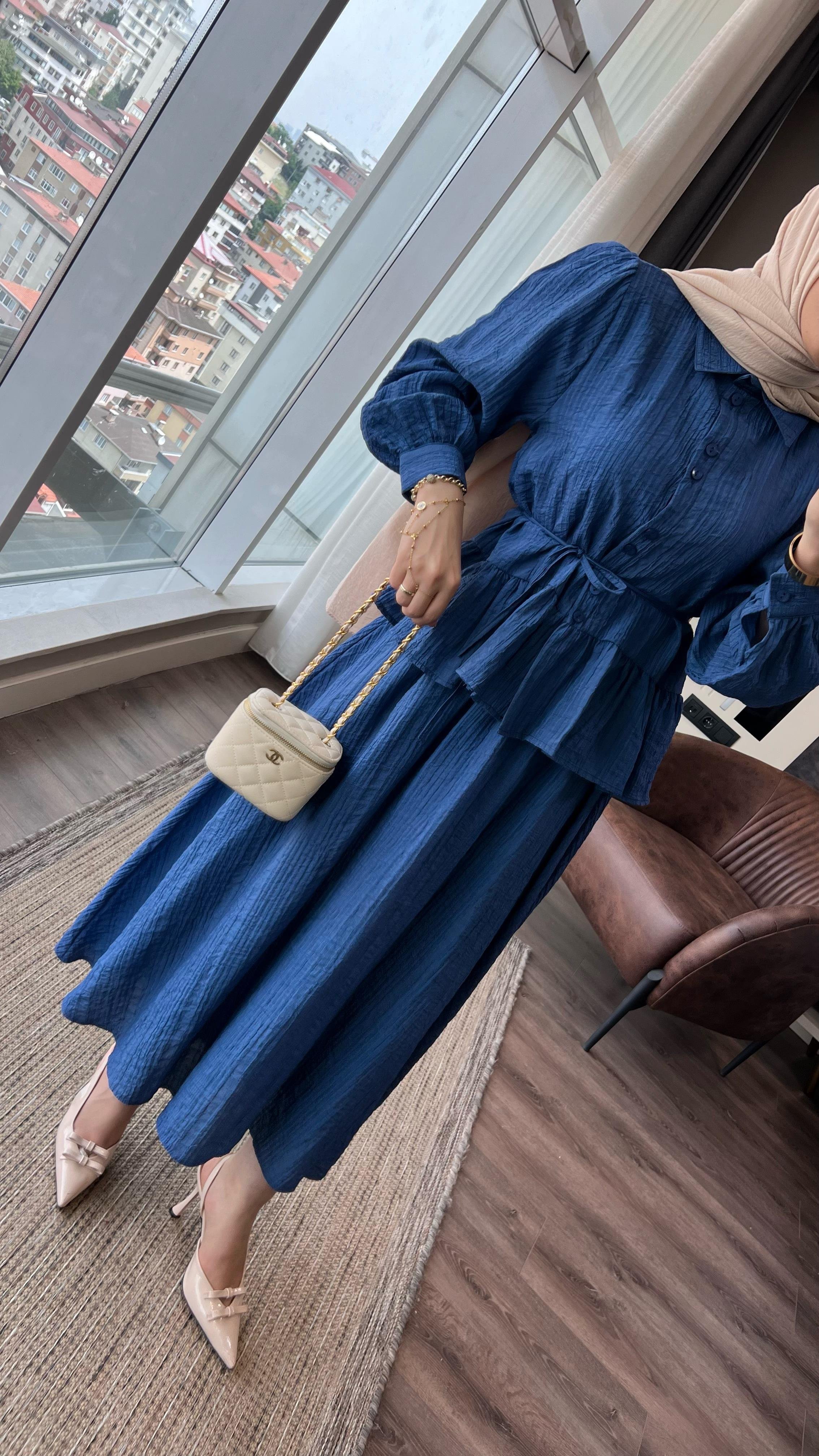 Begonya etekli Takım İndigoDubaiShowroomTAKIM09878