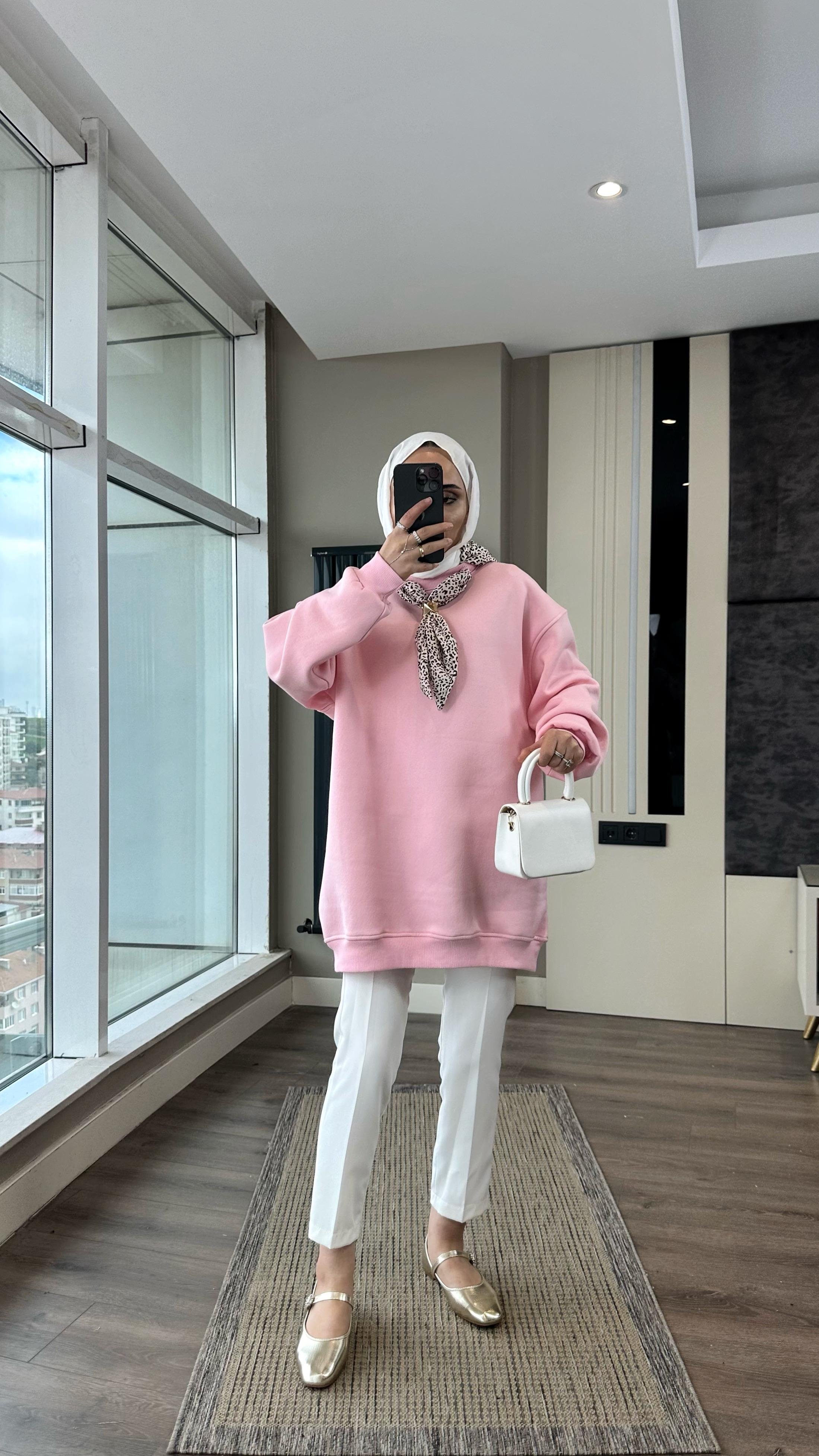 Fular Detaylı Üç iplik sweat PembeDubaiShowroomÜST GİYİM08580